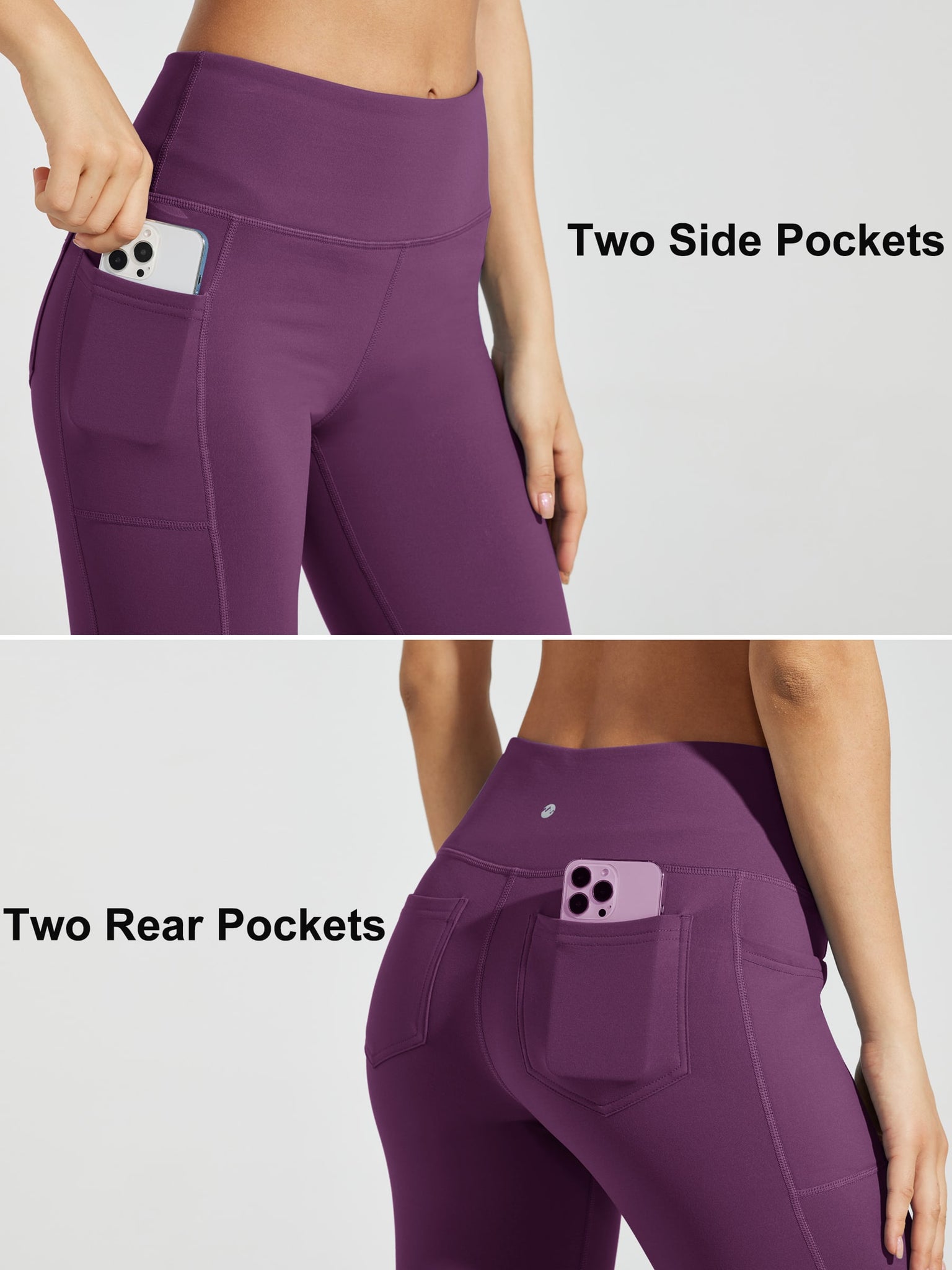 Women's Fleece Lined Bootcut Yoga Pants_Purple_detail