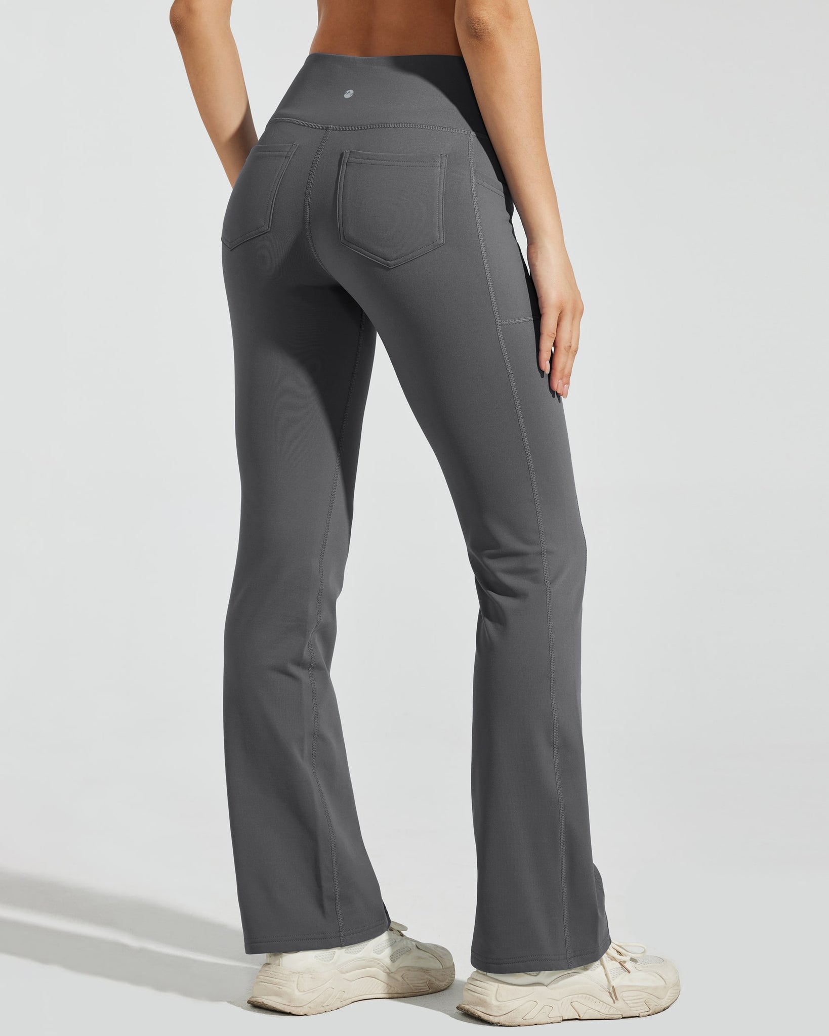Women's Fleece Lined Bootcut Yoga Pants_Gray_model5