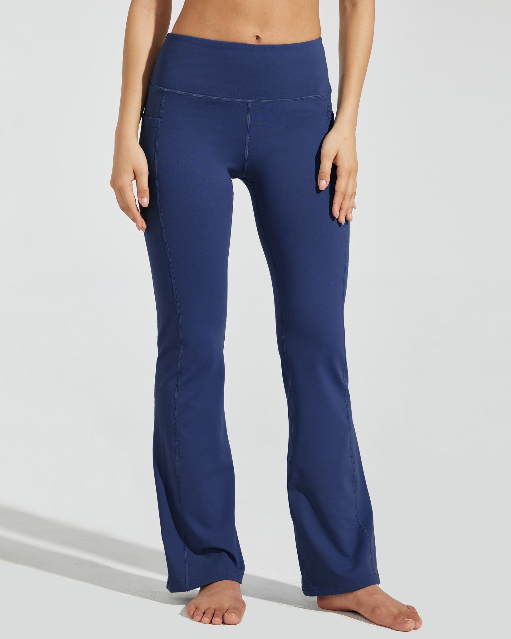 Women's Fleece Lined Bootcut Yoga Pants_Navy_model1
