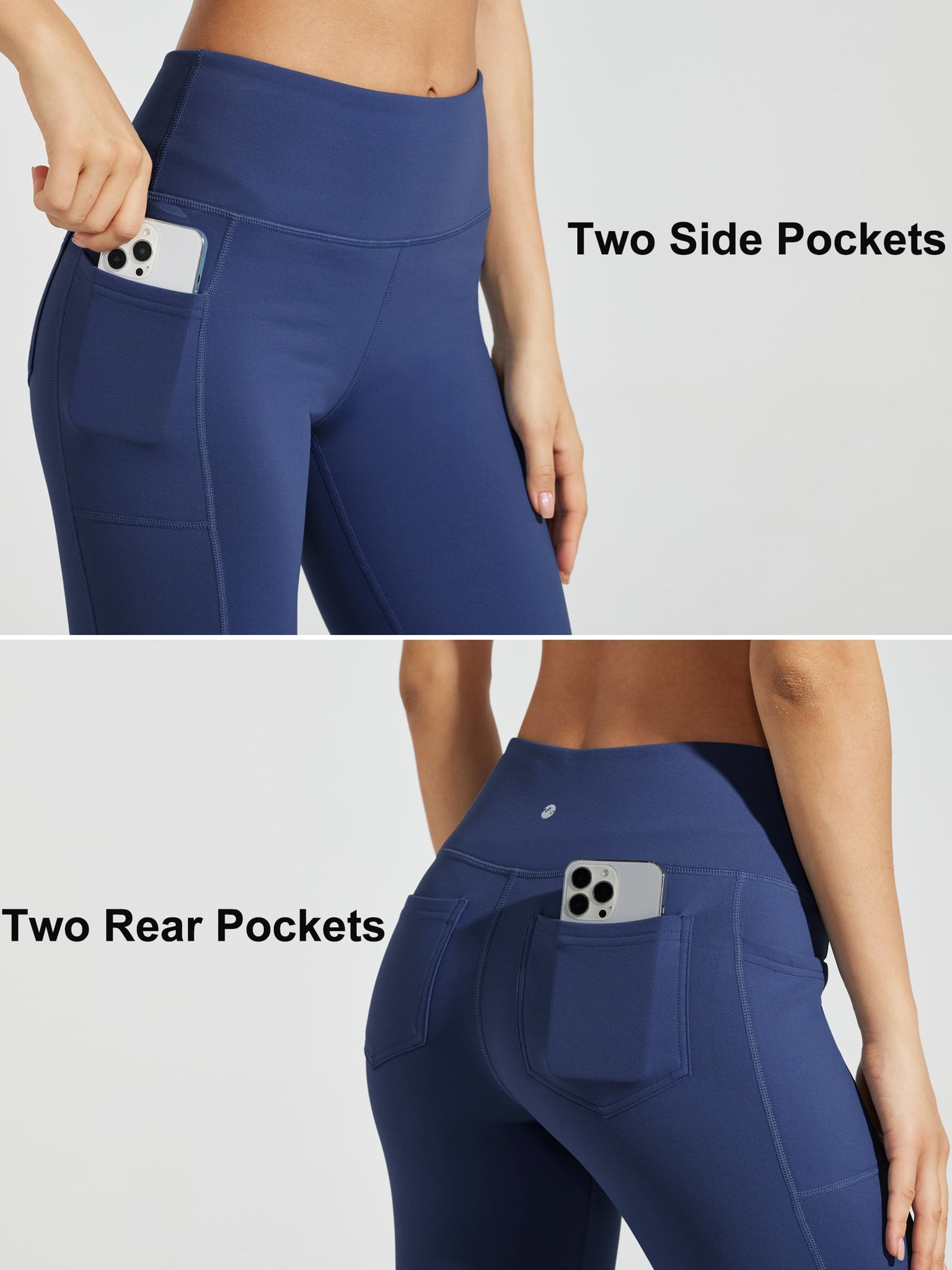 Women's Fleece Lined Bootcut Yoga Pants_Navy_detail