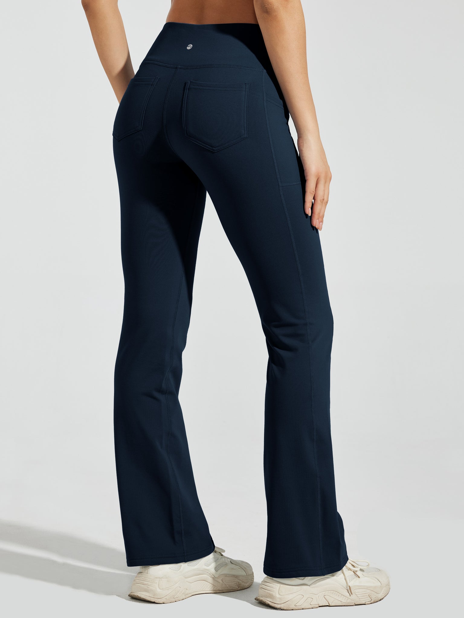 Women's Fleece Lined Bootcut Yoga Pants_DeepBlue_model1