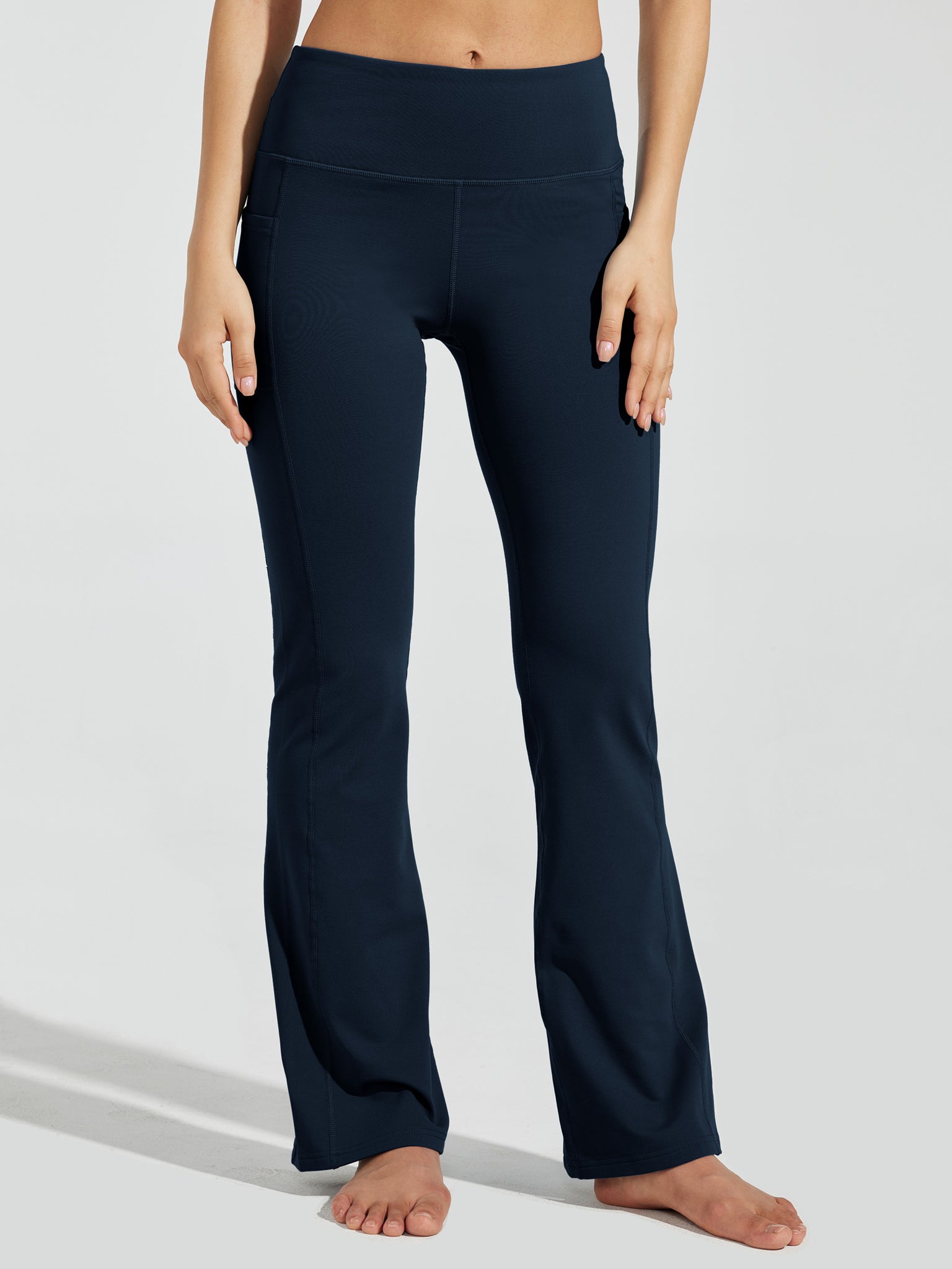 Women's Fleece Lined Bootcut Yoga Pants_DeepBlue_model2