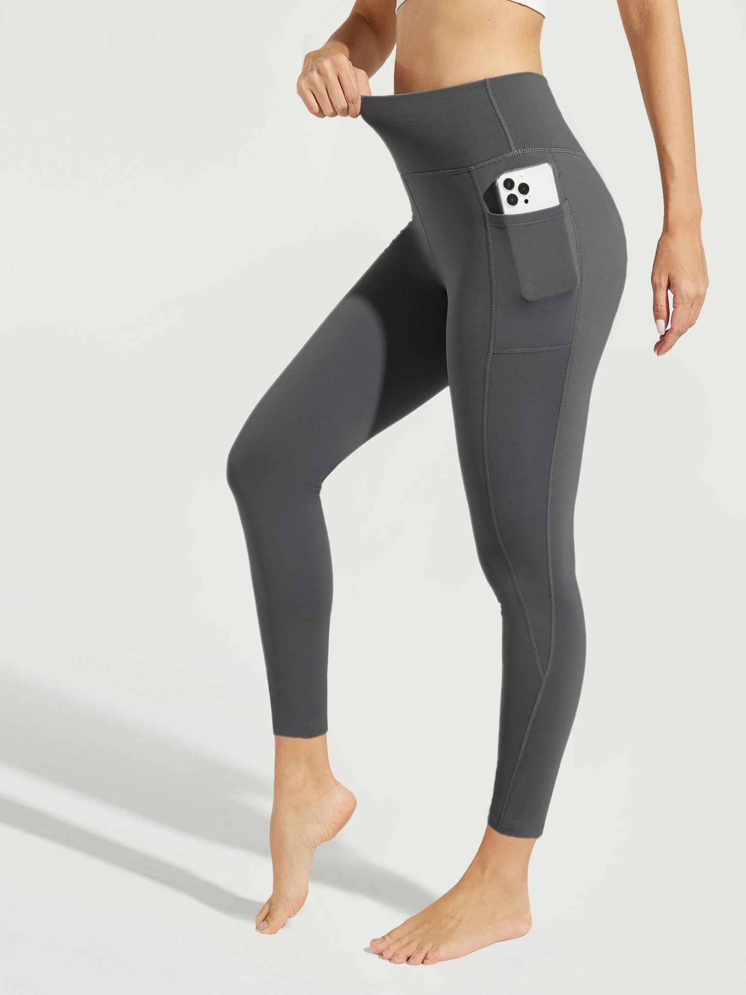 Women's Thermal Running Tights_Leggings_Gray_model3