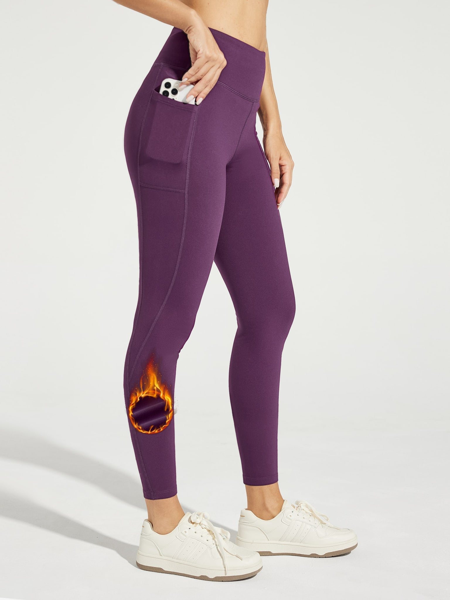 Women's Thermal Running Tights_Leggings_Purple_model1