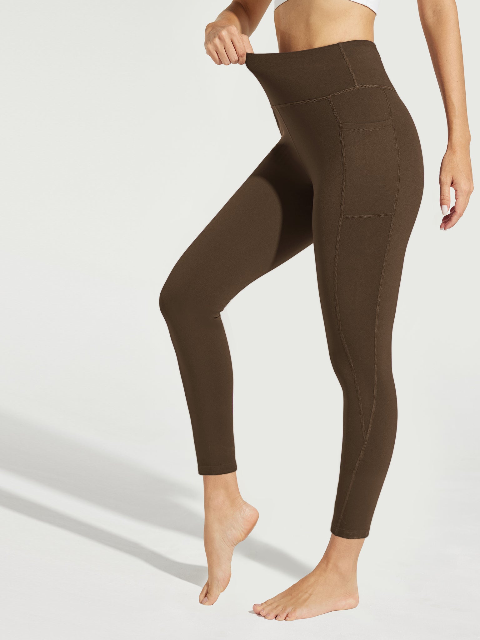 Women's Thermal Running Tights_Leggings_Brown_model3