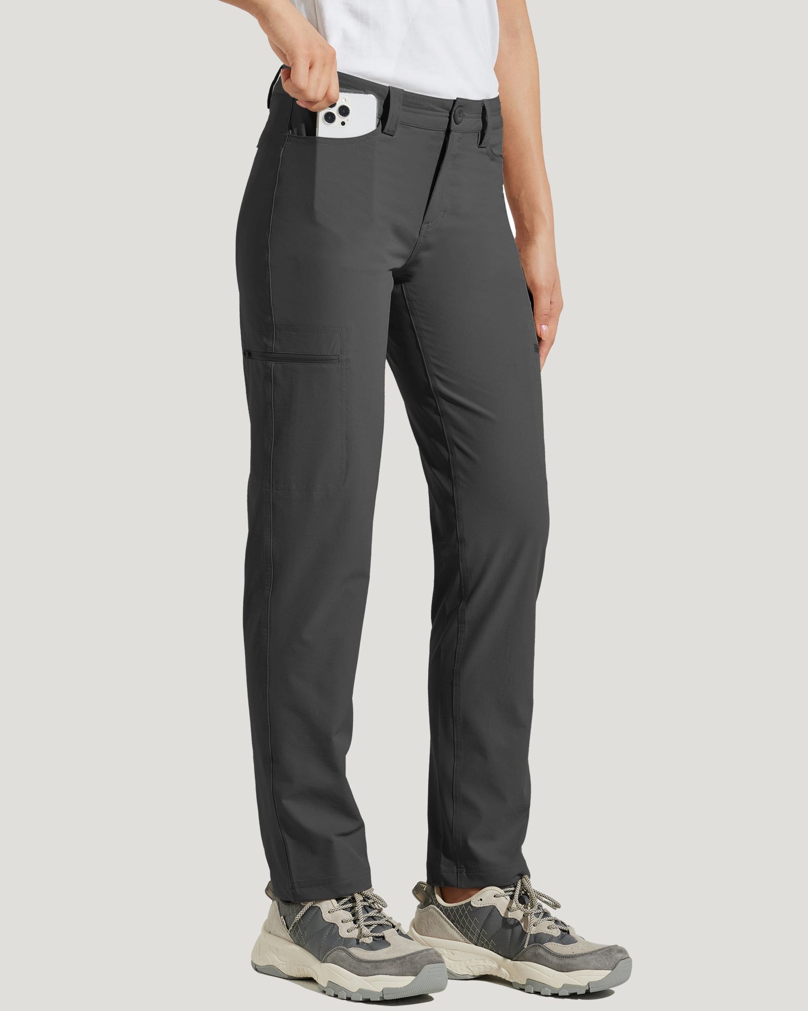 Women's Waterproof Hiking Pants_DeepGray_model3