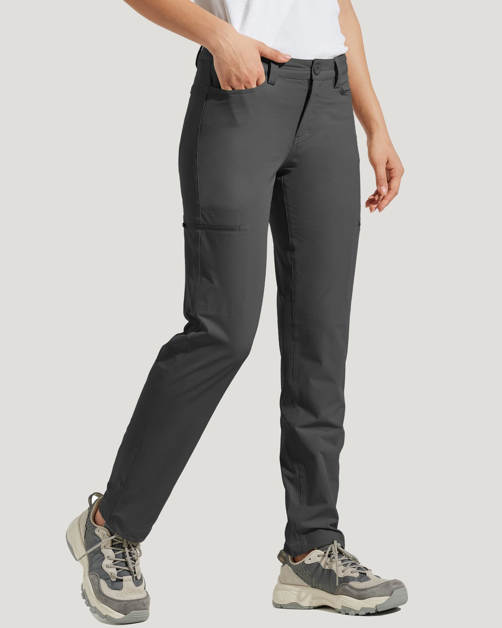 Women's Waterproof Hiking Pants_DeepGray_model2