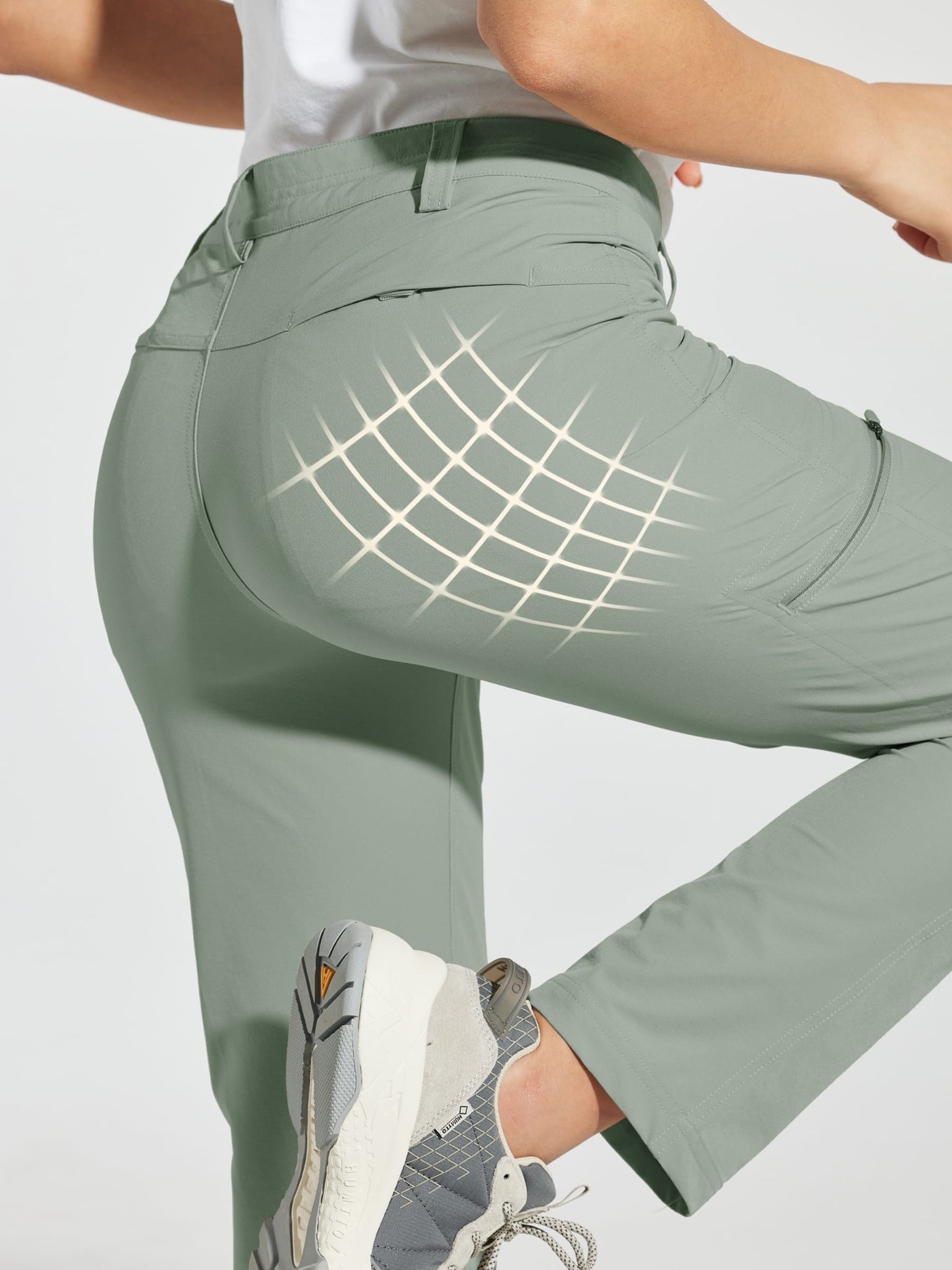 Women's Waterproof Hiking Pants_Green_detail