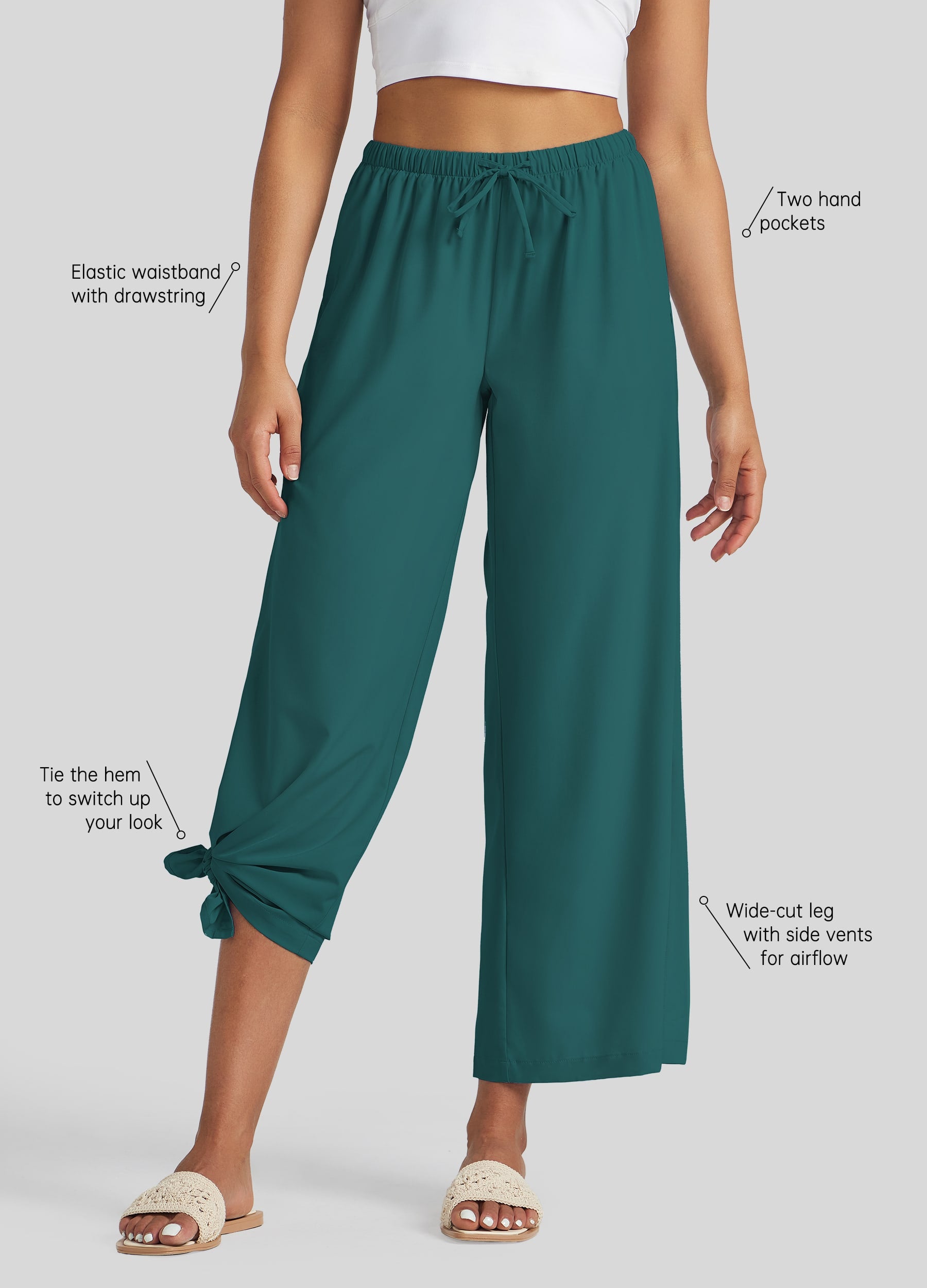 Y’s cropped wid pants Wide Leg Cropped Pants: Slaycation Textured