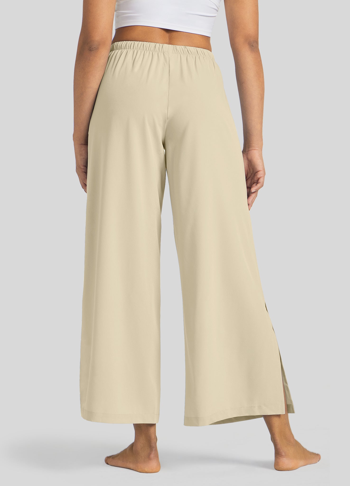 Willit Women's Wide-Leg Cropped Pants in khaki