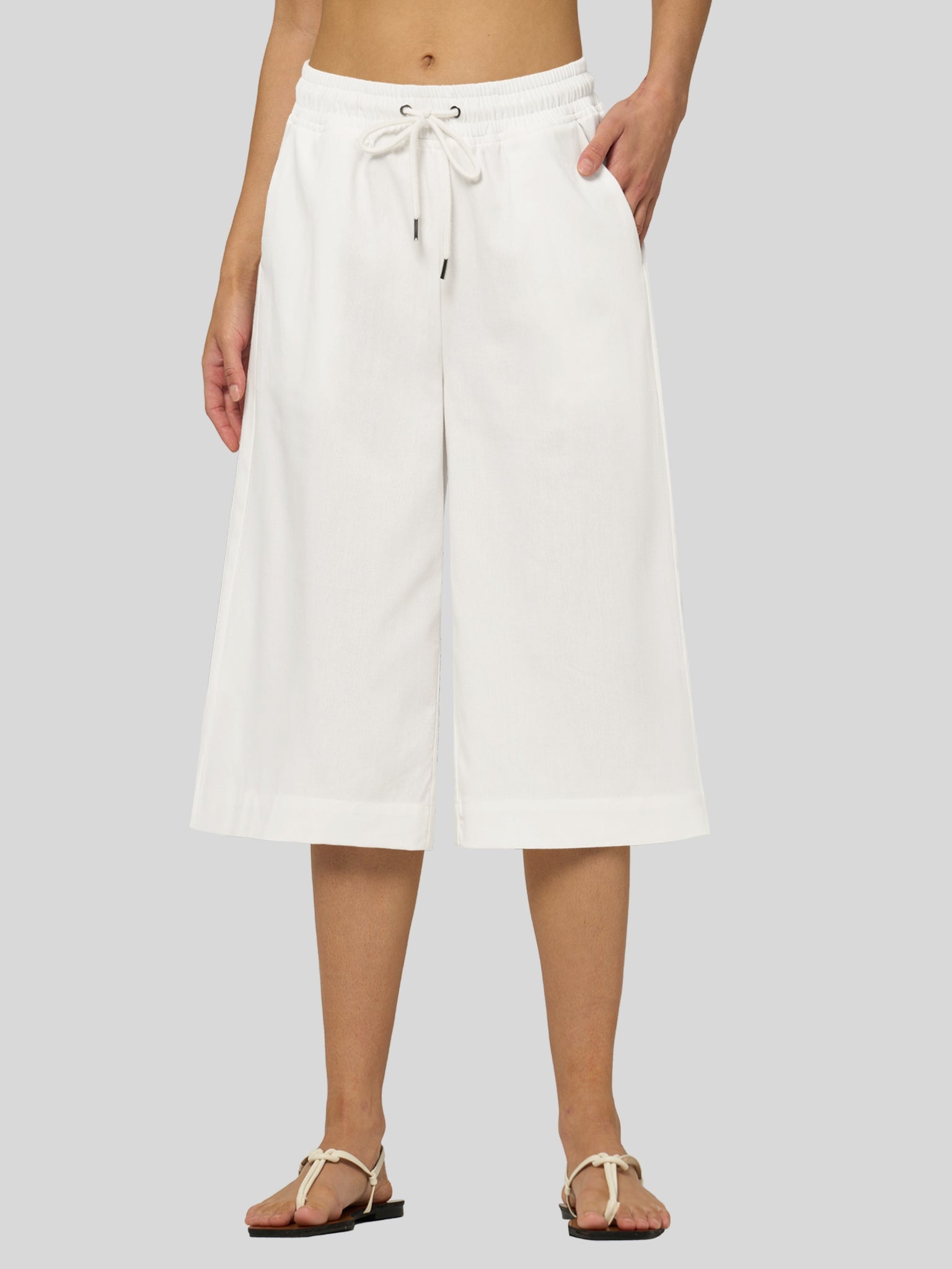 Women's Wide-Leg Linen Capri