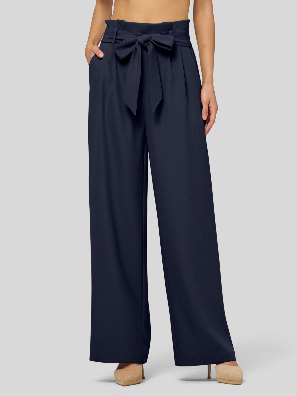 Women's Wide-Leg Tie Knot Pants 30 Inch