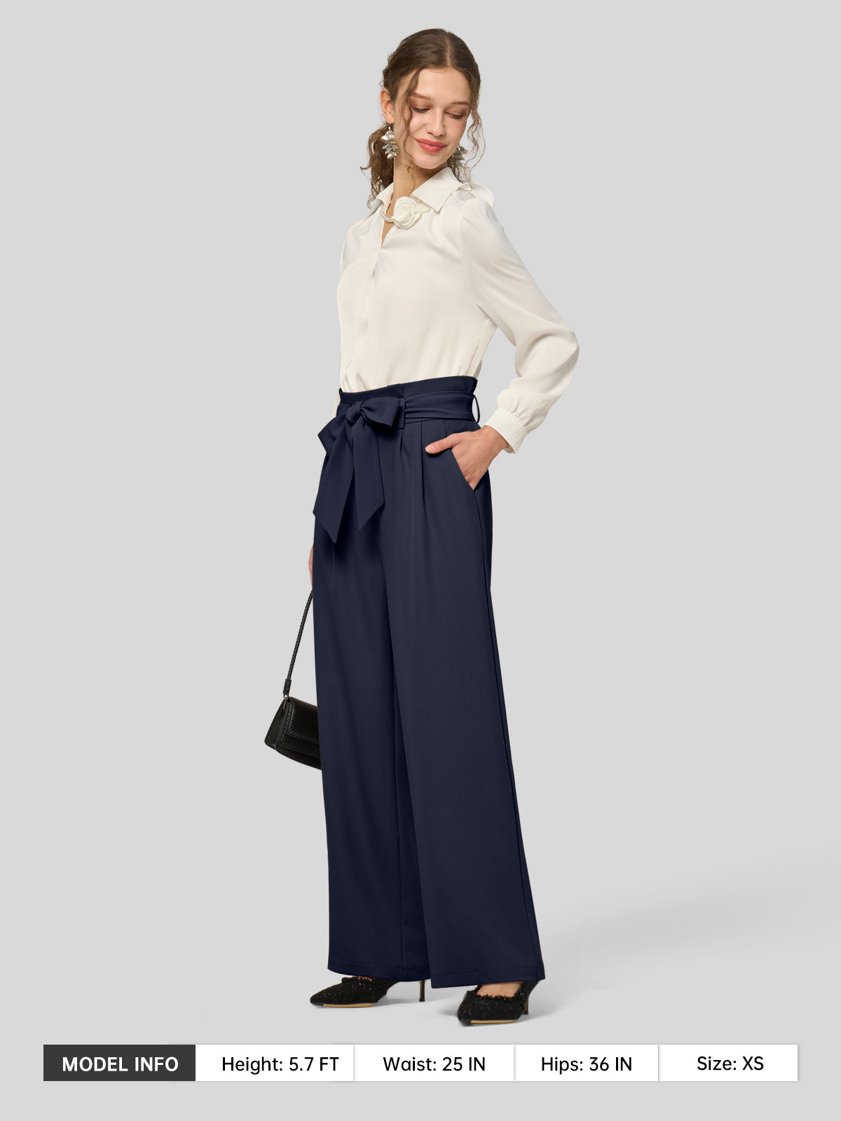 Women's Wide-Leg Tie Knot Pants 32 Inch