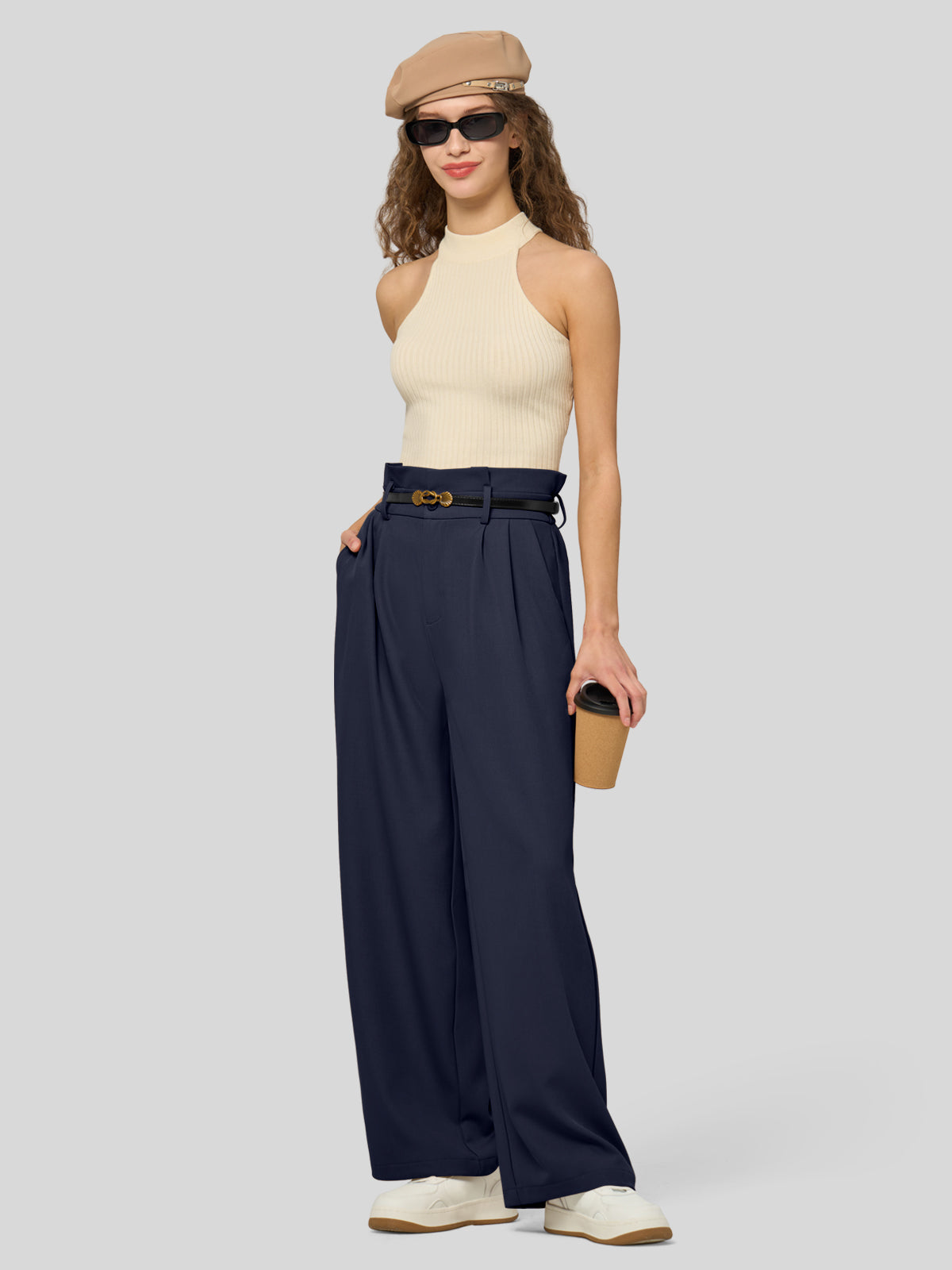Women's Wide-Leg Tie Knot Pants 30 Inch