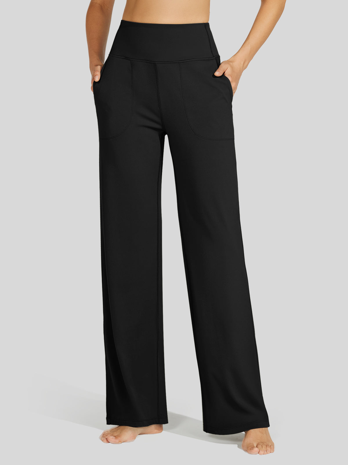 Willit Women's Wide-Leg Yoga Pants 30 Inseam in black
