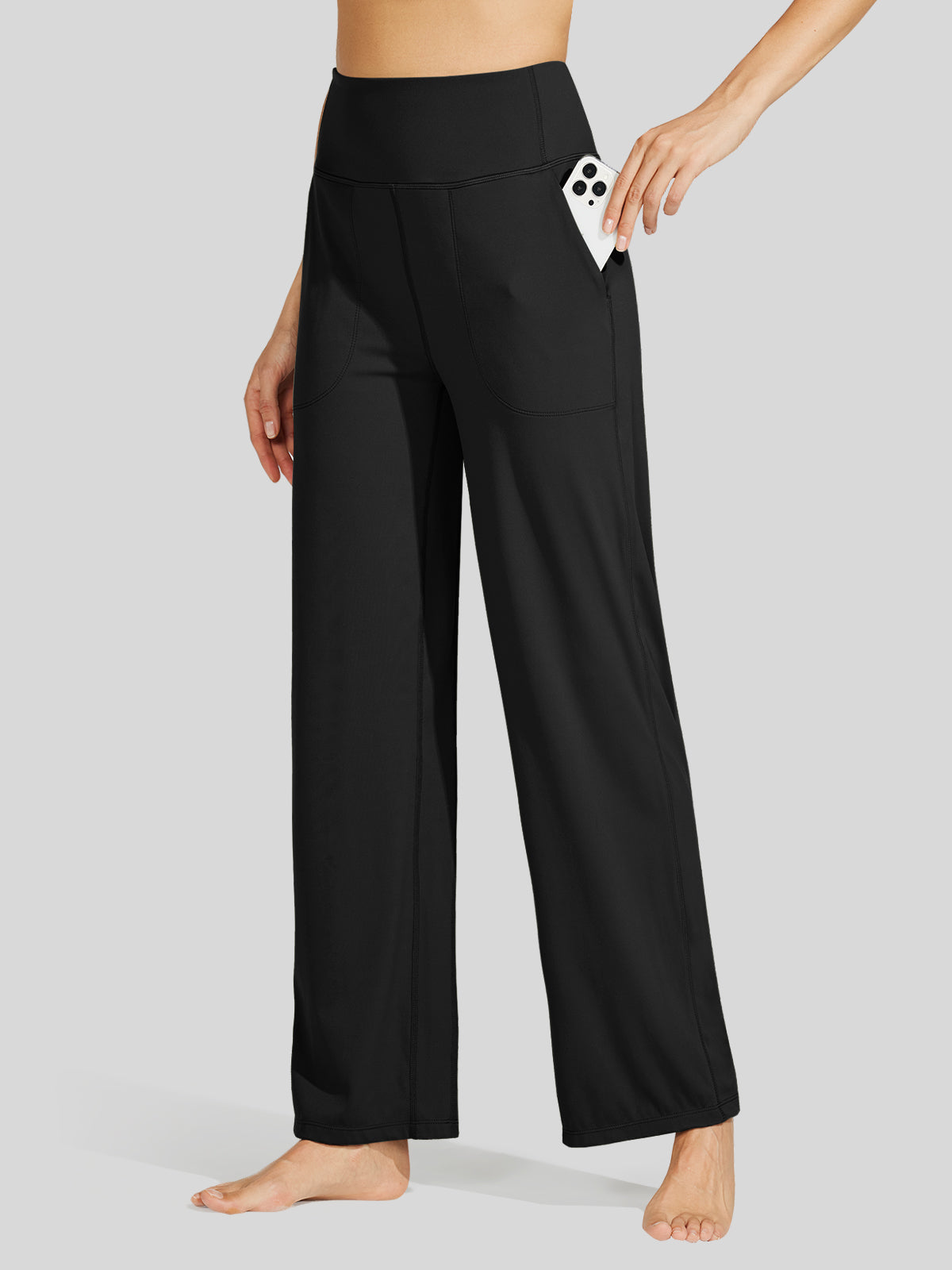 Willit Women's Wide-Leg Yoga Pants 30 Inseam in black
