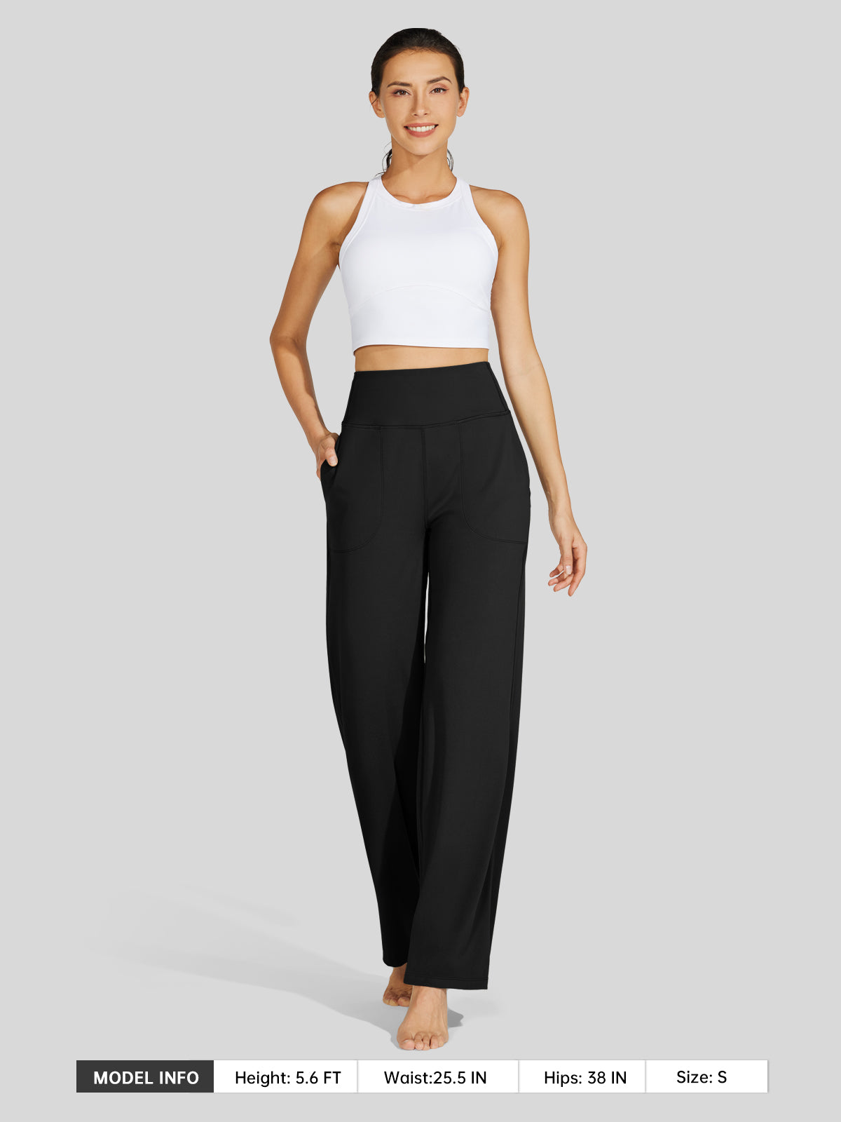 Willit Women's Wide-Leg Yoga Pants 30 Inseam in black