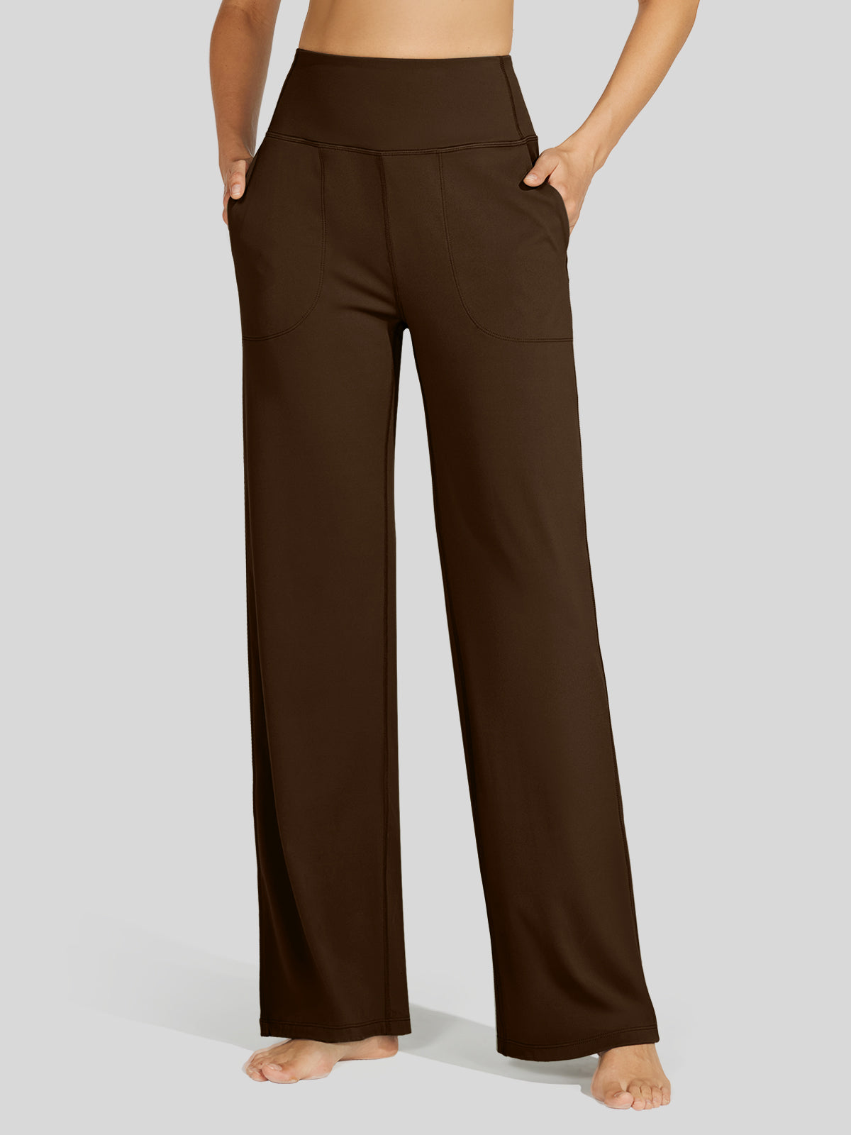 Willit Women's Wide-Leg Yoga Pants 30 Inseam in coffee