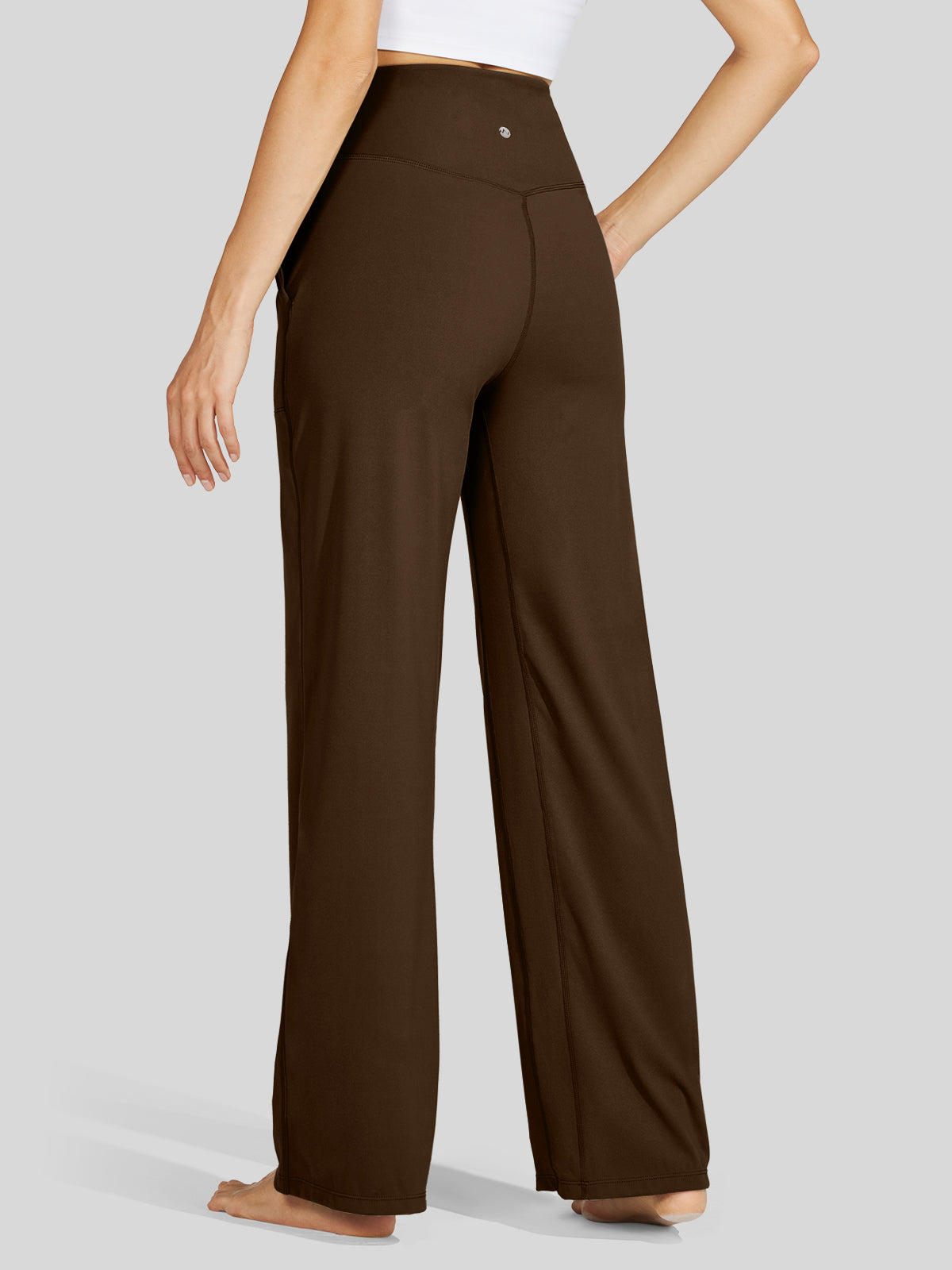 Willit Women's Wide-Leg Yoga Pants 30 Inseam in coffee