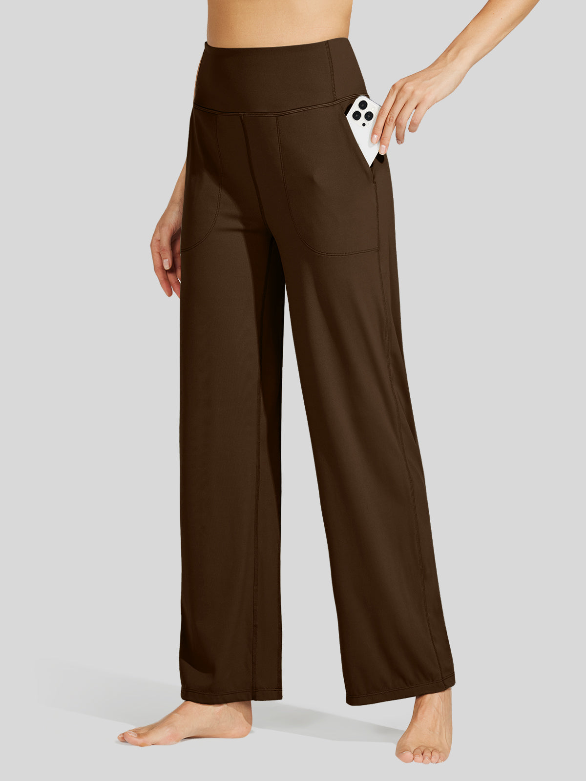 Willit Women's Wide-Leg Yoga Pants 30 Inseam in coffee