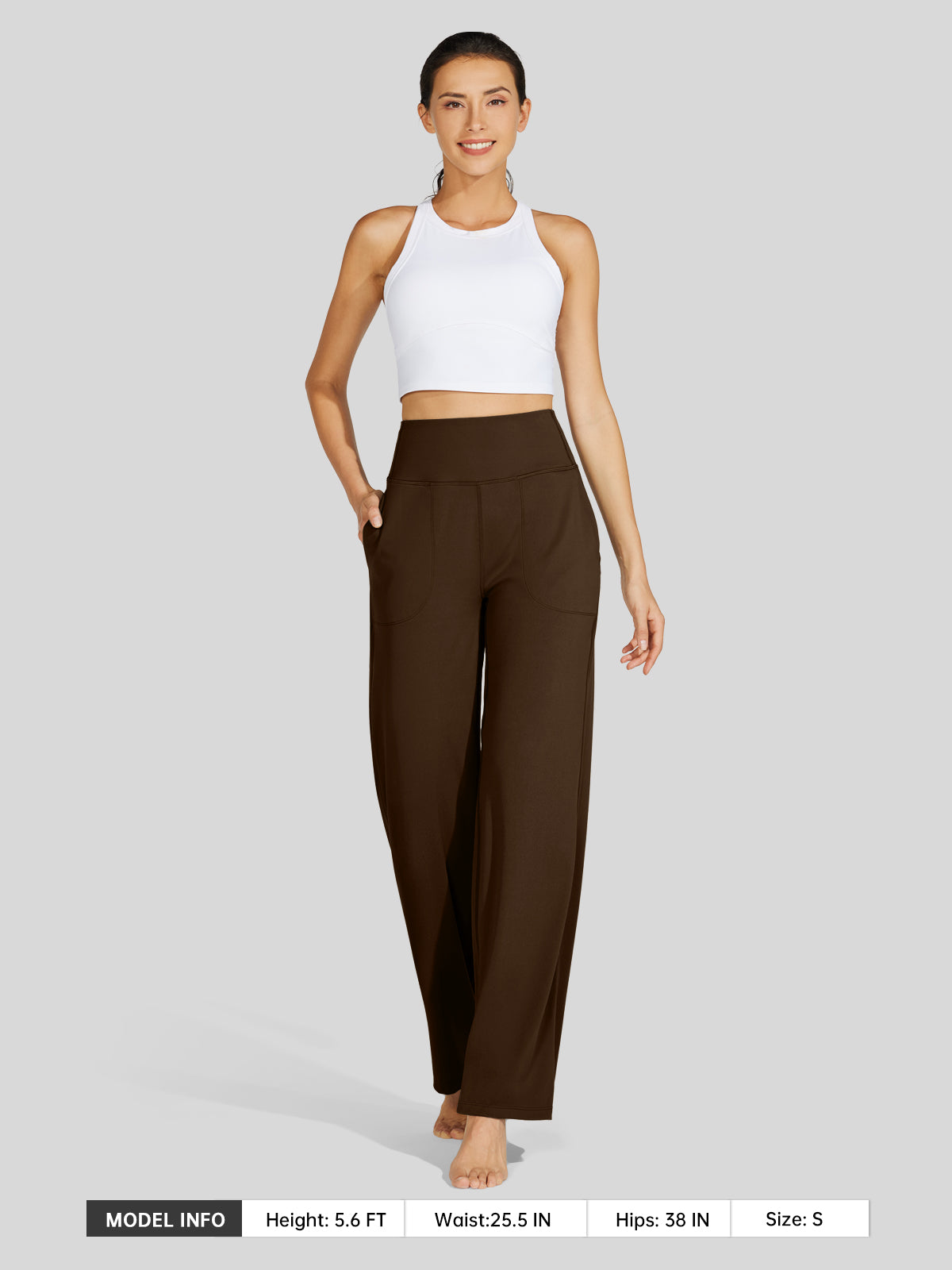 Willit Women's Wide-Leg Yoga Pants 30 Inseam in coffee