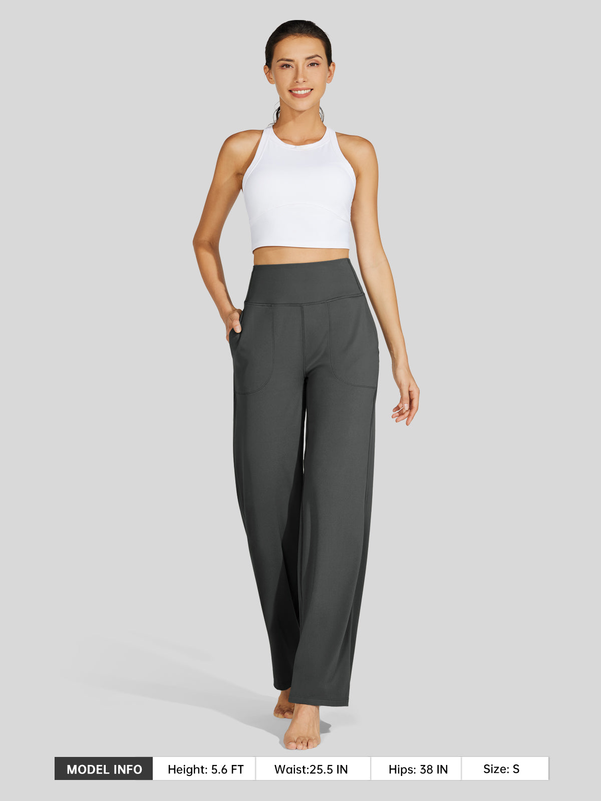 Willit Women's Wide-Leg Yoga Pants 30 Inseam in gray