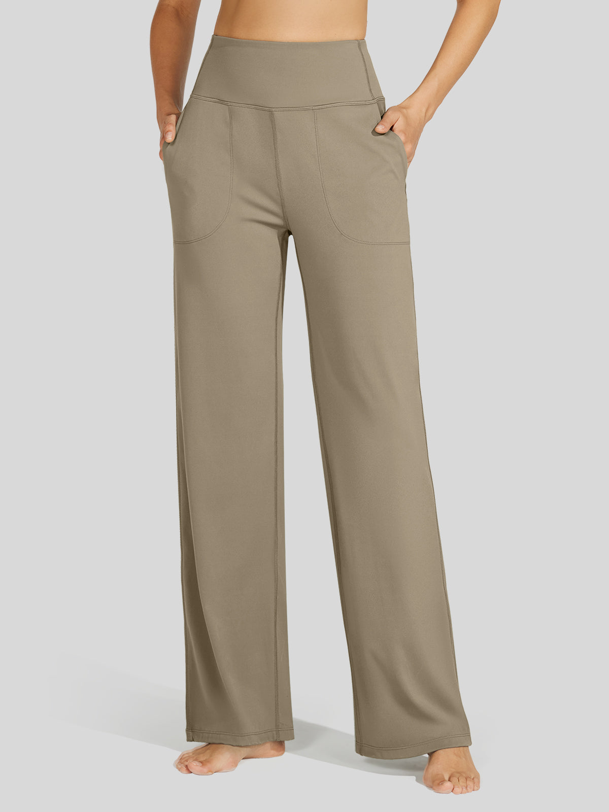 Willit Women's Wide-Leg Yoga Pants 30 Inseam in khaki