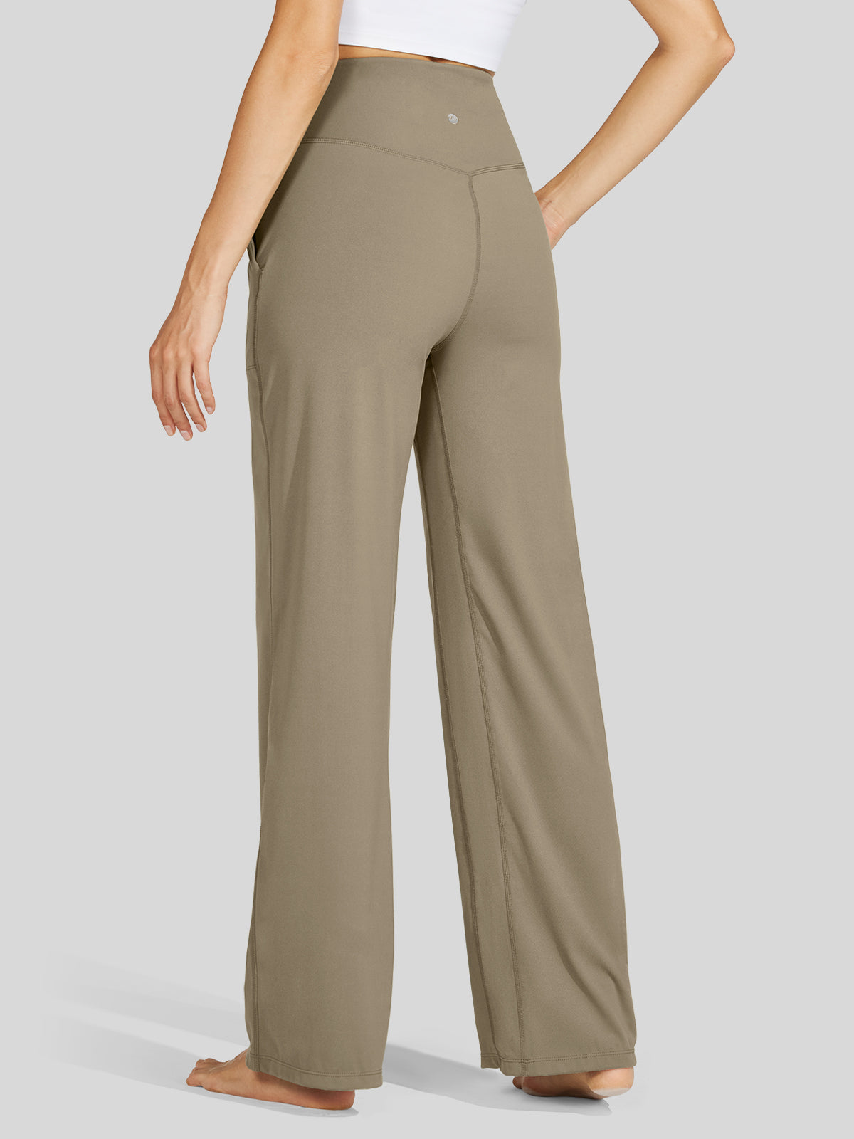 Willit Women's Wide-Leg Yoga Pants 30 Inseam in khaki