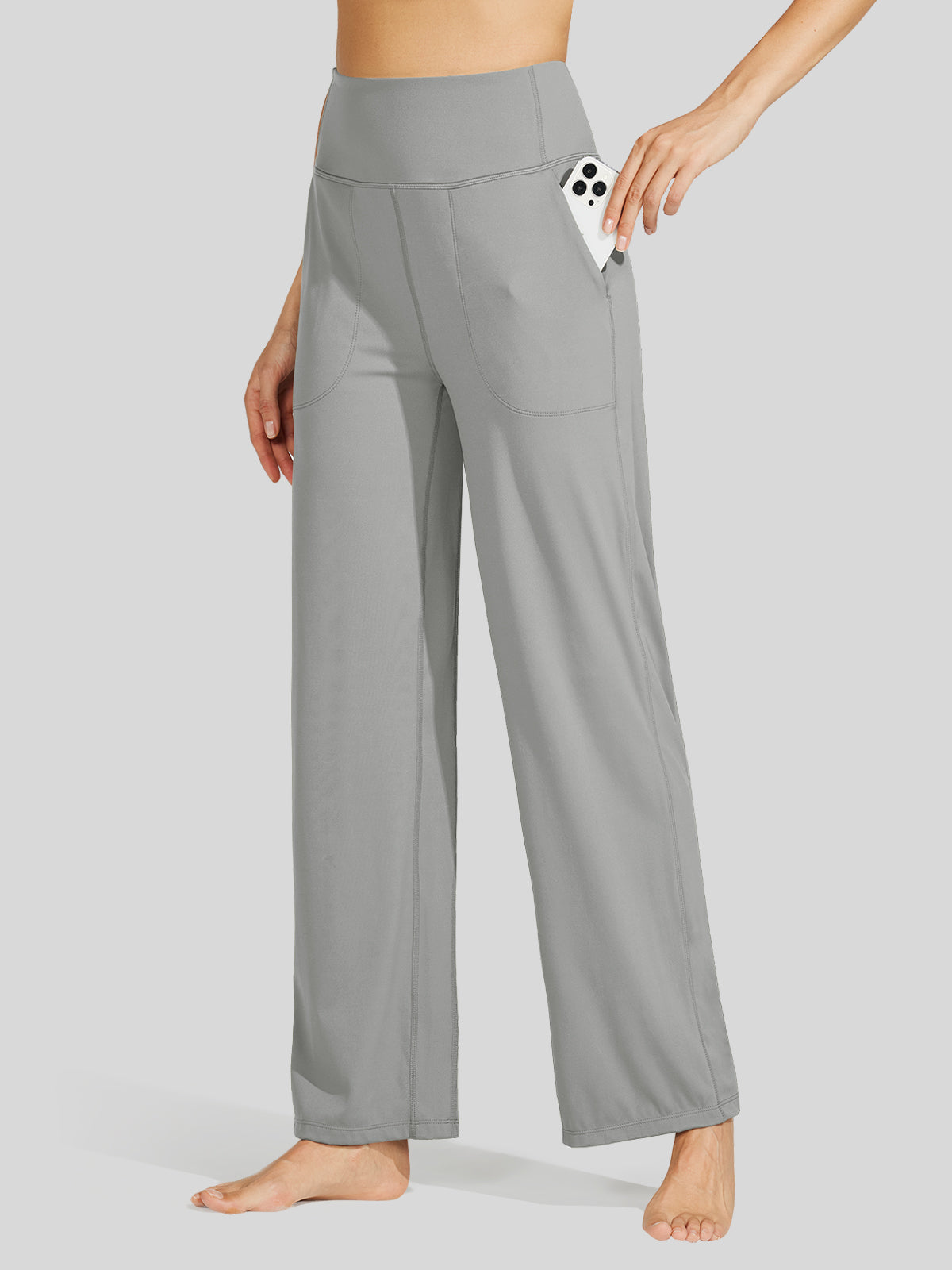 Willit Women's Wide-Leg Yoga Pants 30 Inseam in gray