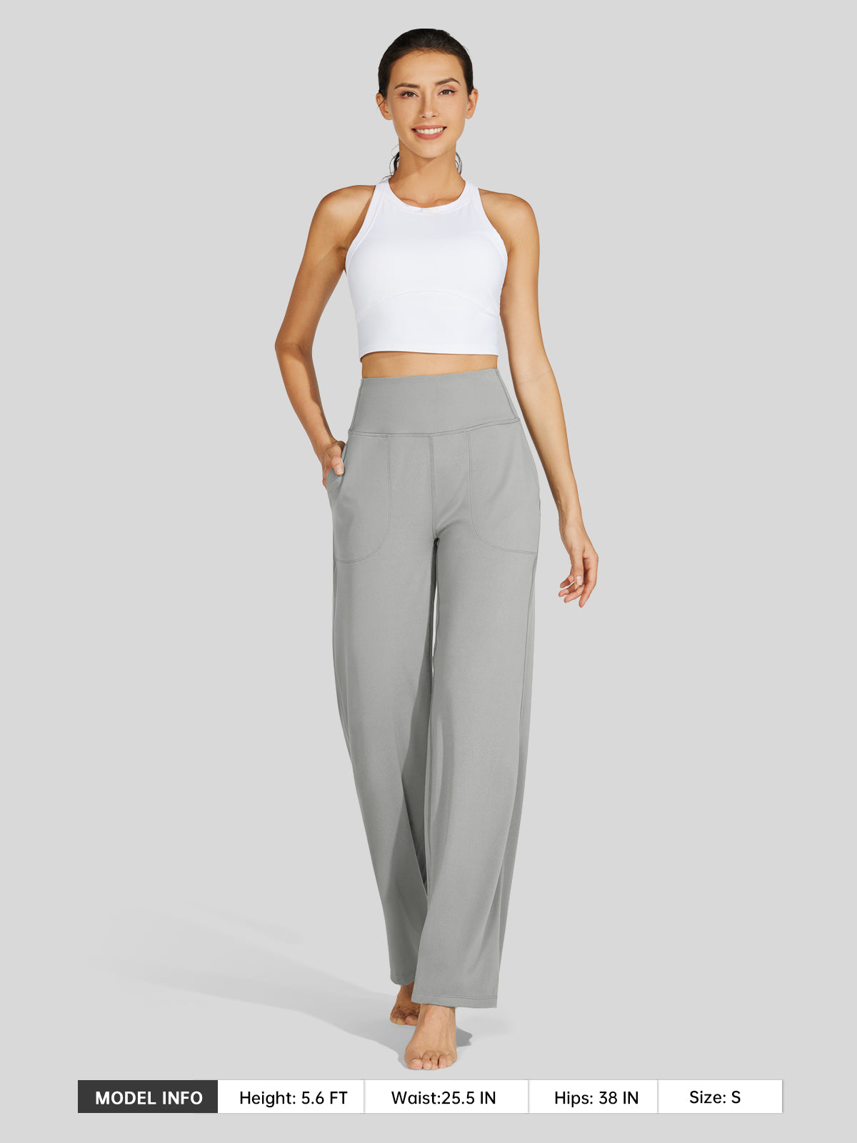 Willit Women's Wide-Leg Yoga Pants 30 Inseam in gray