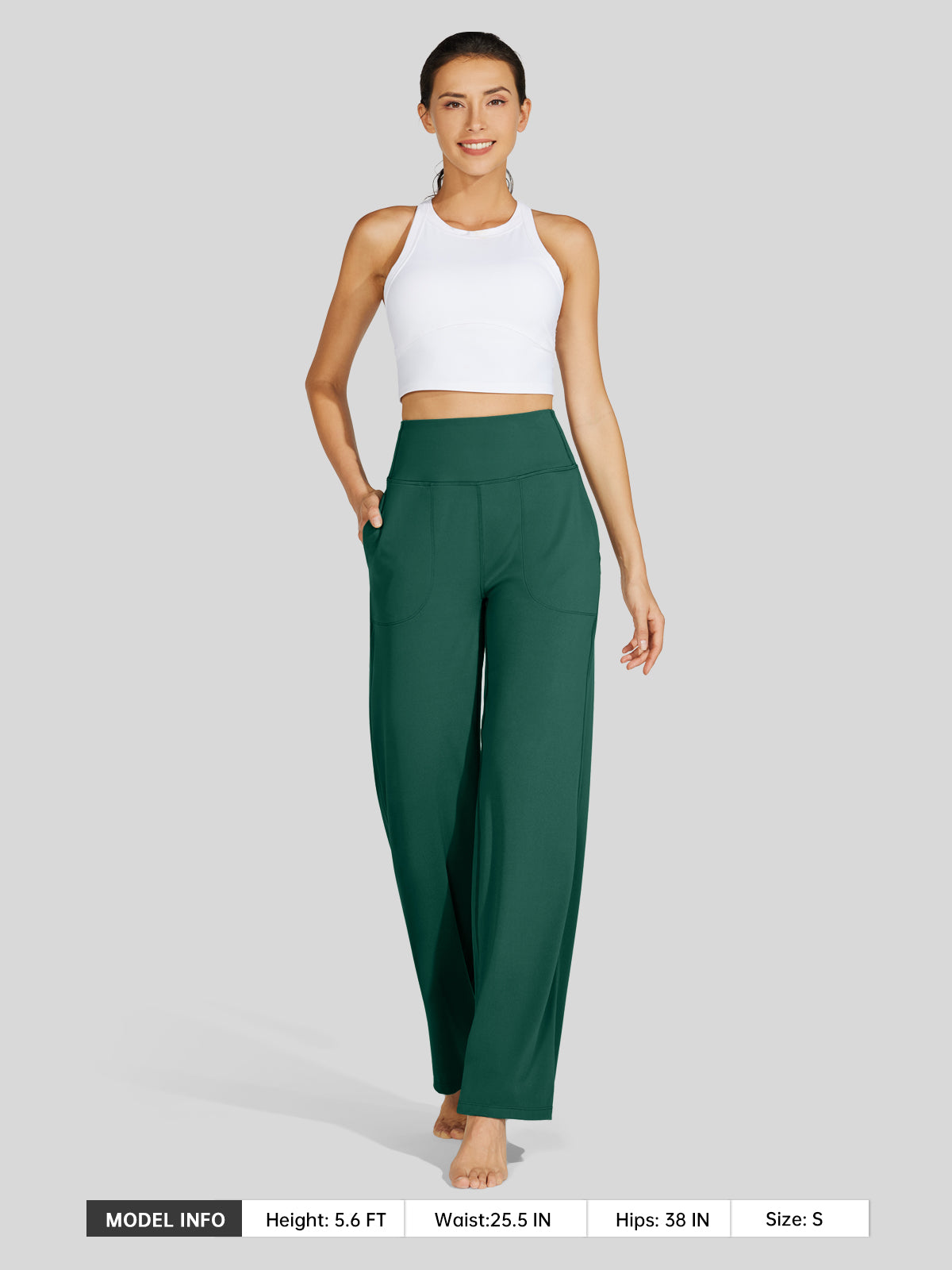 Willit Women's Wide-Leg Yoga Pants 30 Inseam in green