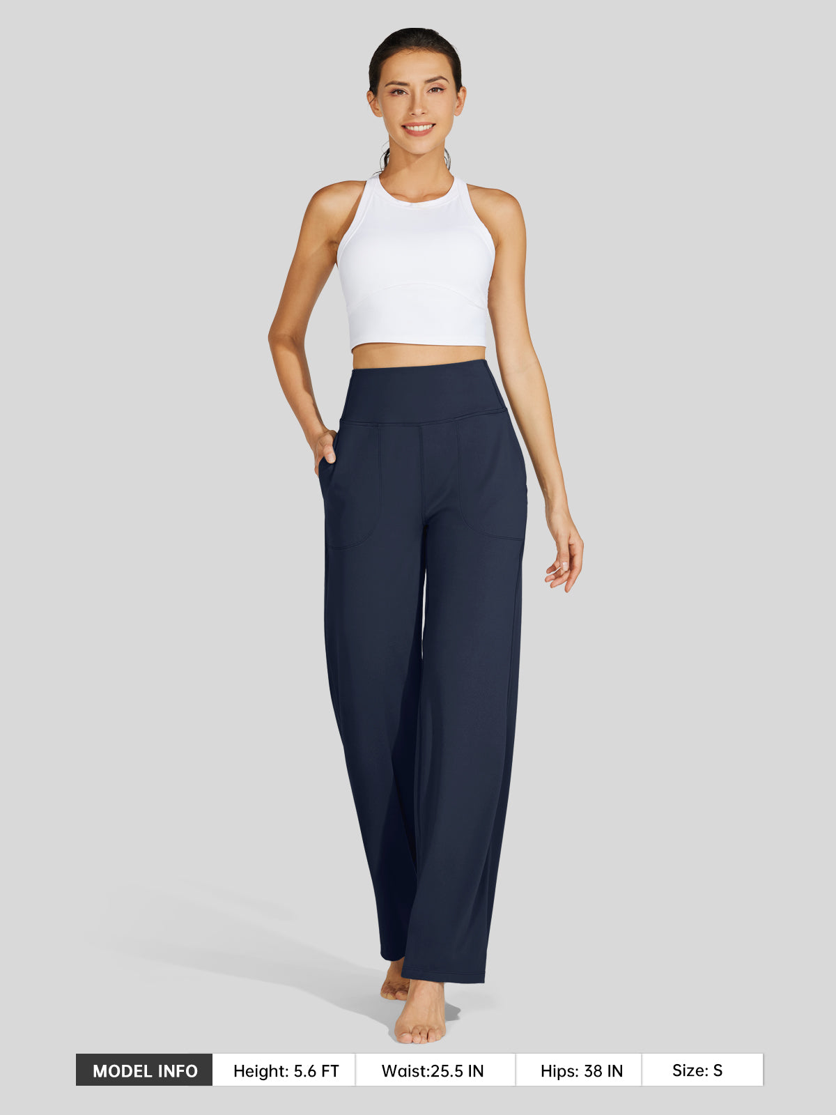 Willit Women's Wide-Leg Yoga Pants 30 Inseam in navy