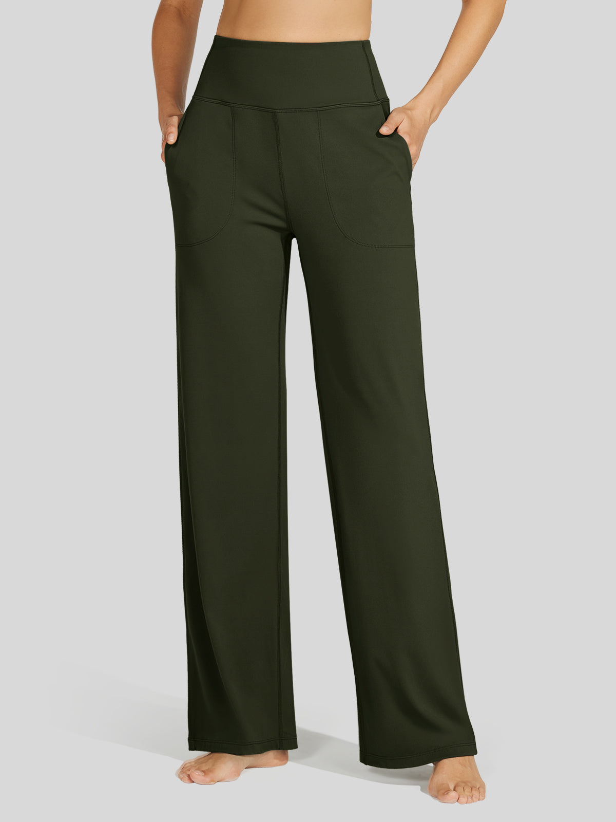 Willit Women's Wide-Leg Yoga Pants 30 Inseam in olive