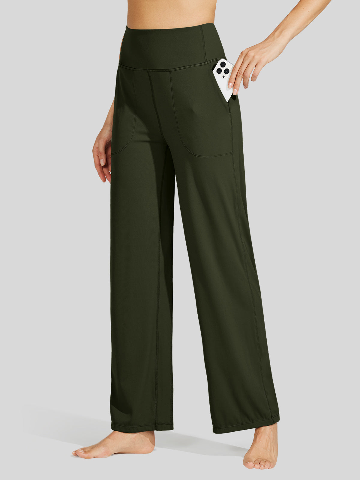 Willit Women's Wide-Leg Yoga Pants 30 Inseam in olive