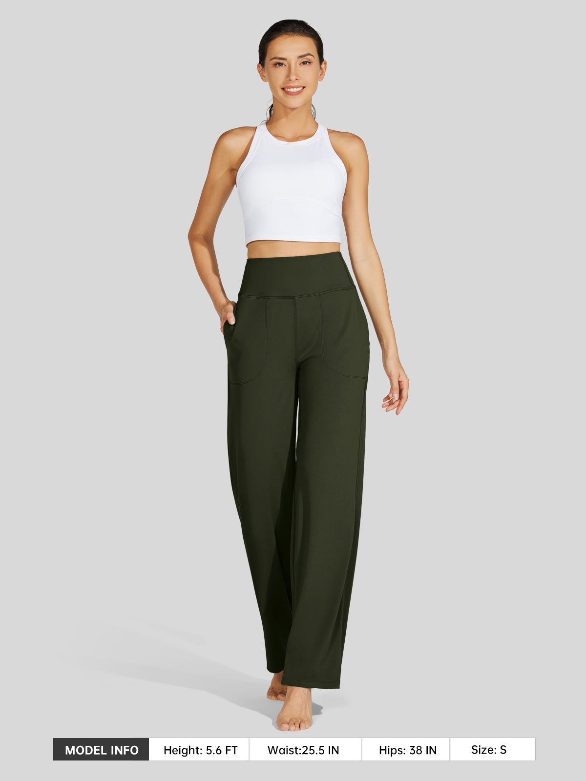 Willit Women's Wide-Leg Yoga Pants 30 Inseam in olive