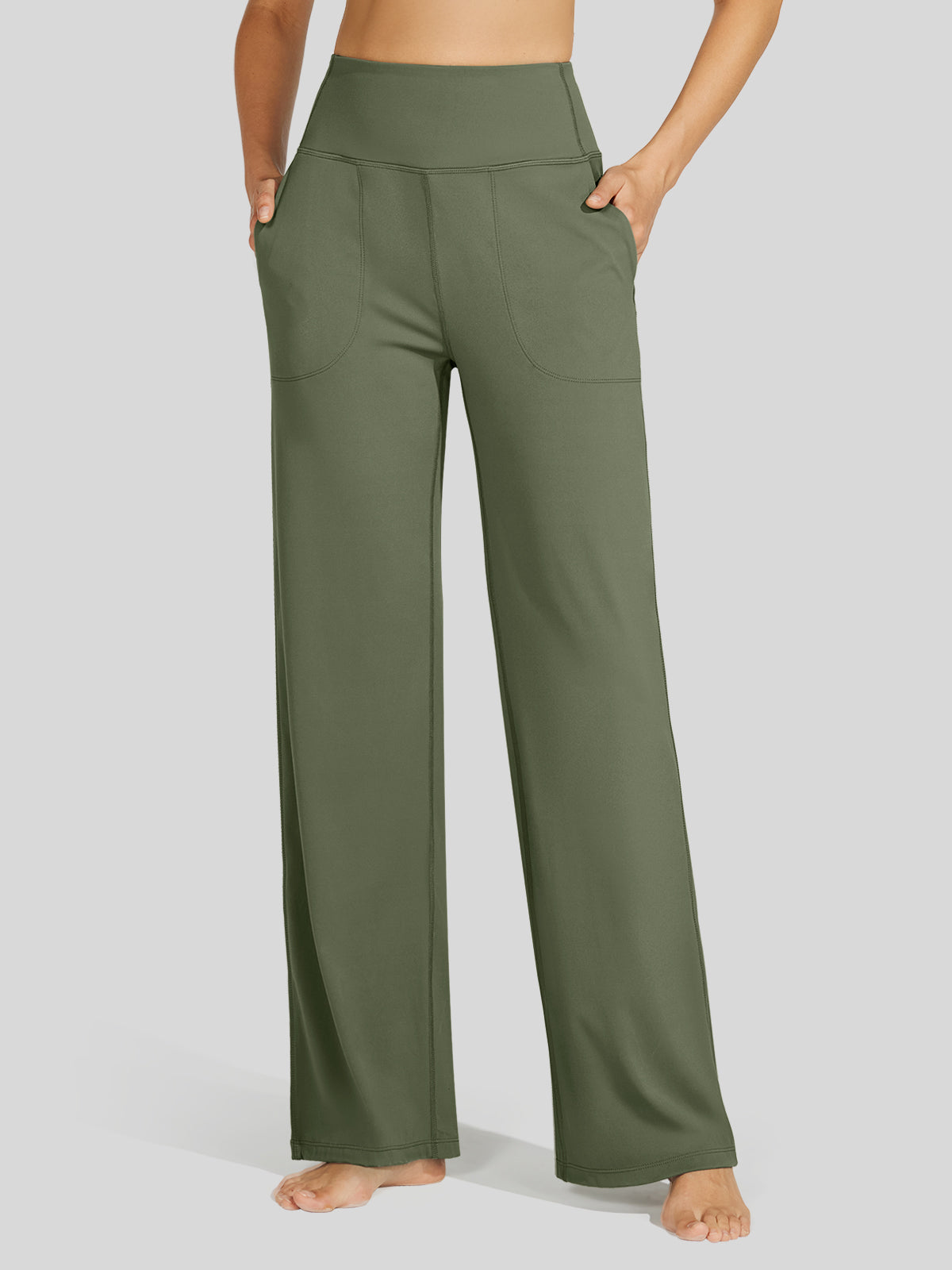 Willit Women's Wide-Leg Yoga Pants 30 Inseam in green