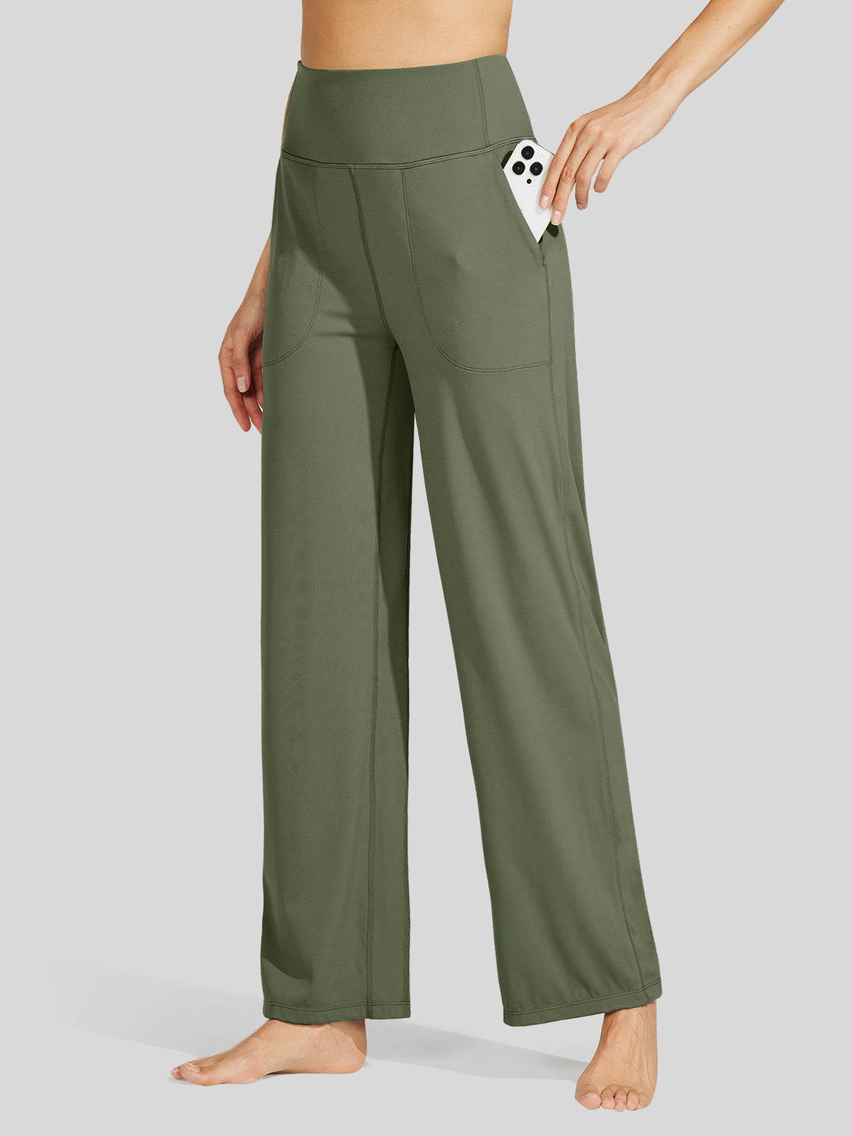 Willit Women's Wide-Leg Yoga Pants 30 Inseam in green
