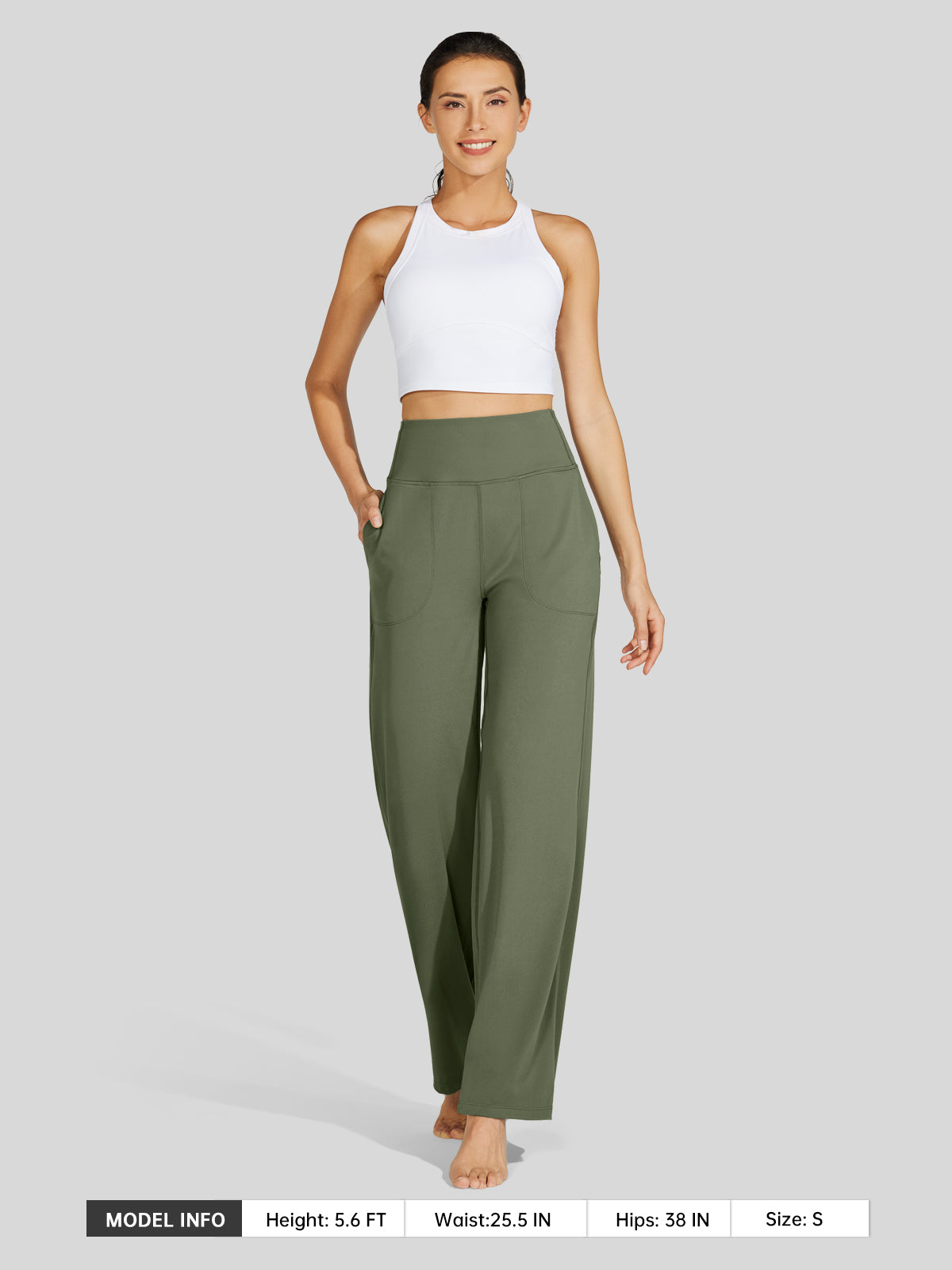 Willit Women's Wide-Leg Yoga Pants 30 Inseam in green