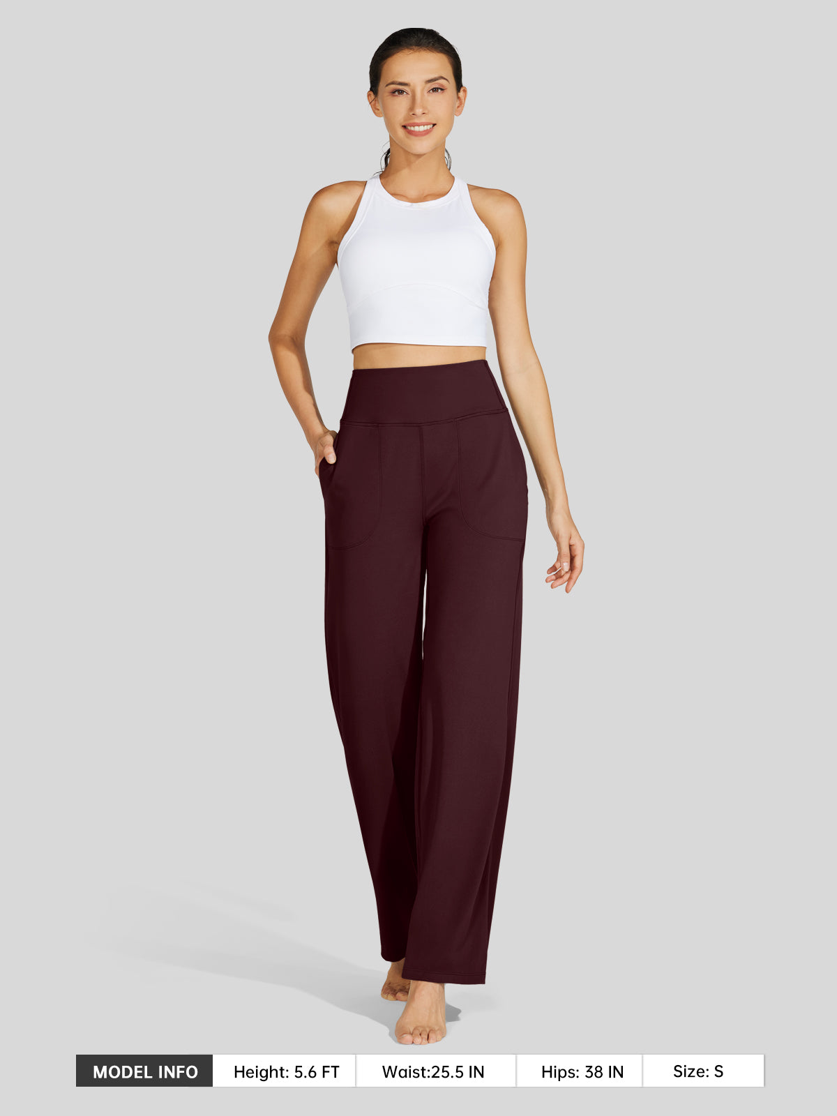 Willit Women's Wide-Leg Yoga Pants 30 Inseam in red