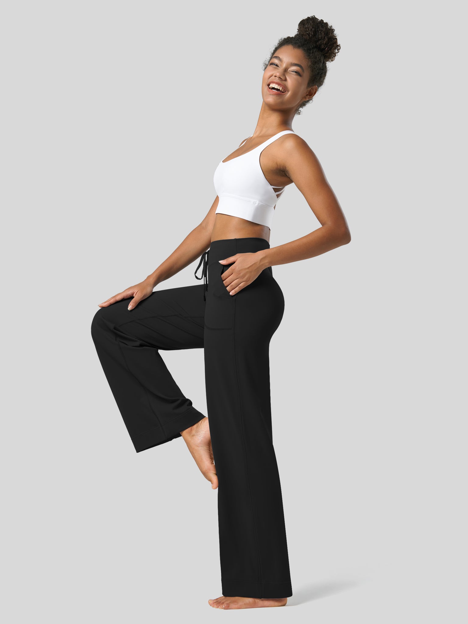 Women's Wide Leg Drawstring Yoga Pants 31 Inch