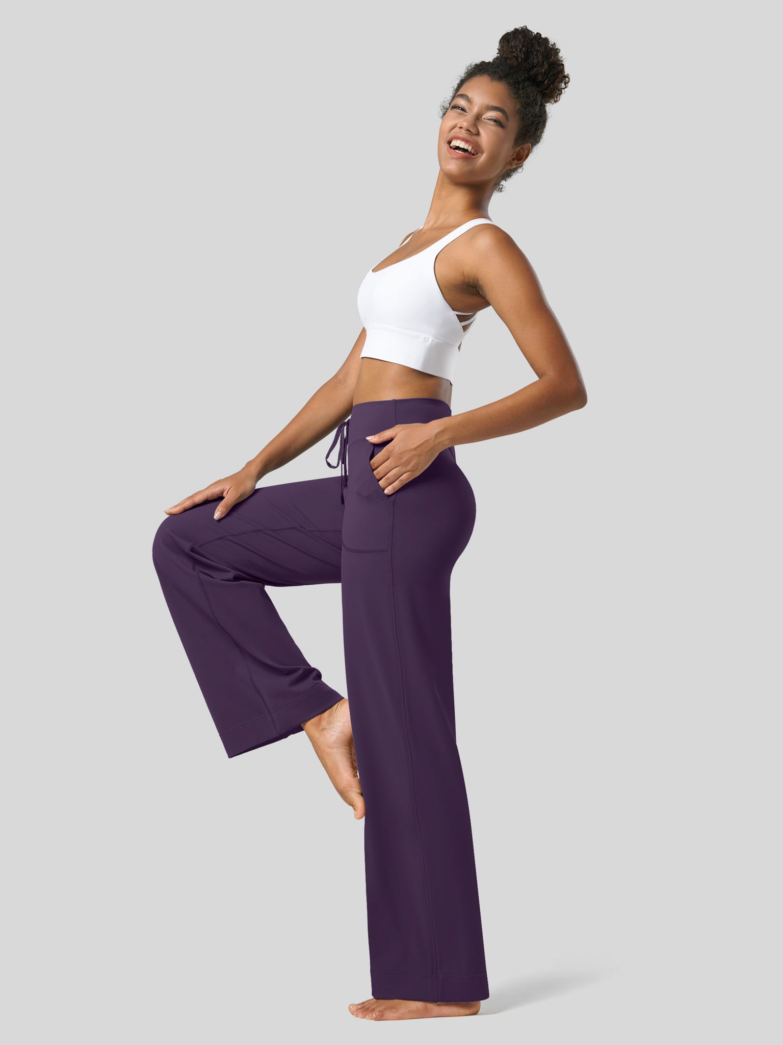 Women's Wide Leg Drawstring Yoga Pants 31 Inch