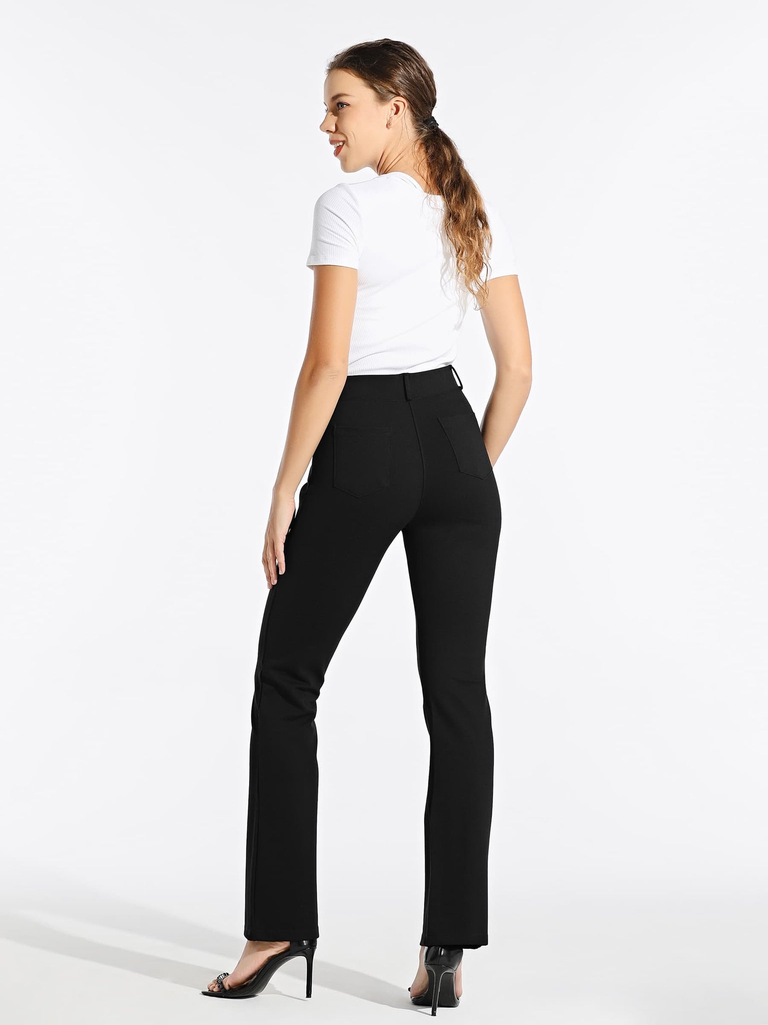 Women's Yoga Dress Pants Bootcut_Tall_Length_Black2