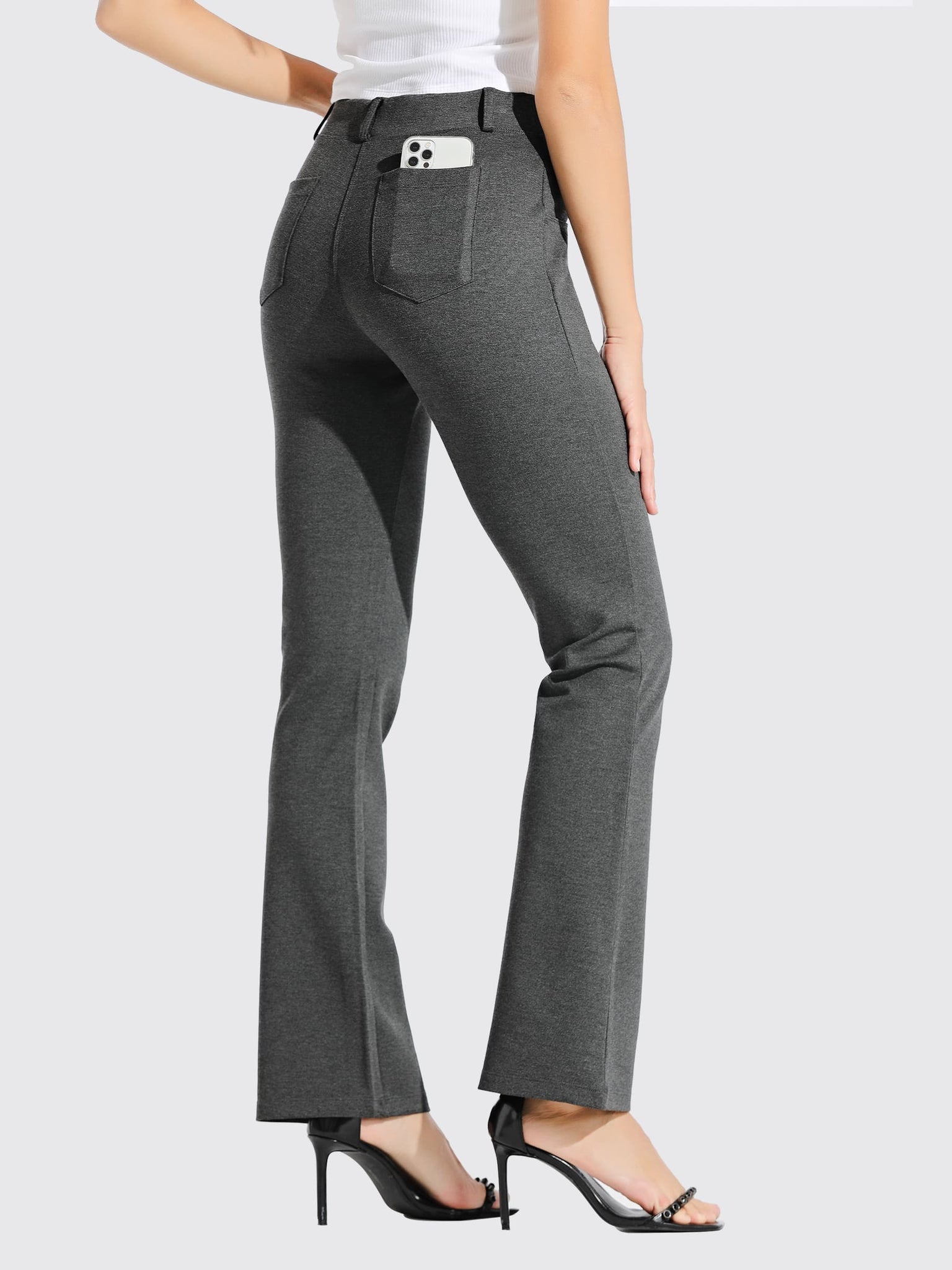Betabrand Size Petite Medium Black/White Herringbone Bootcut Yoga Dress  Pants