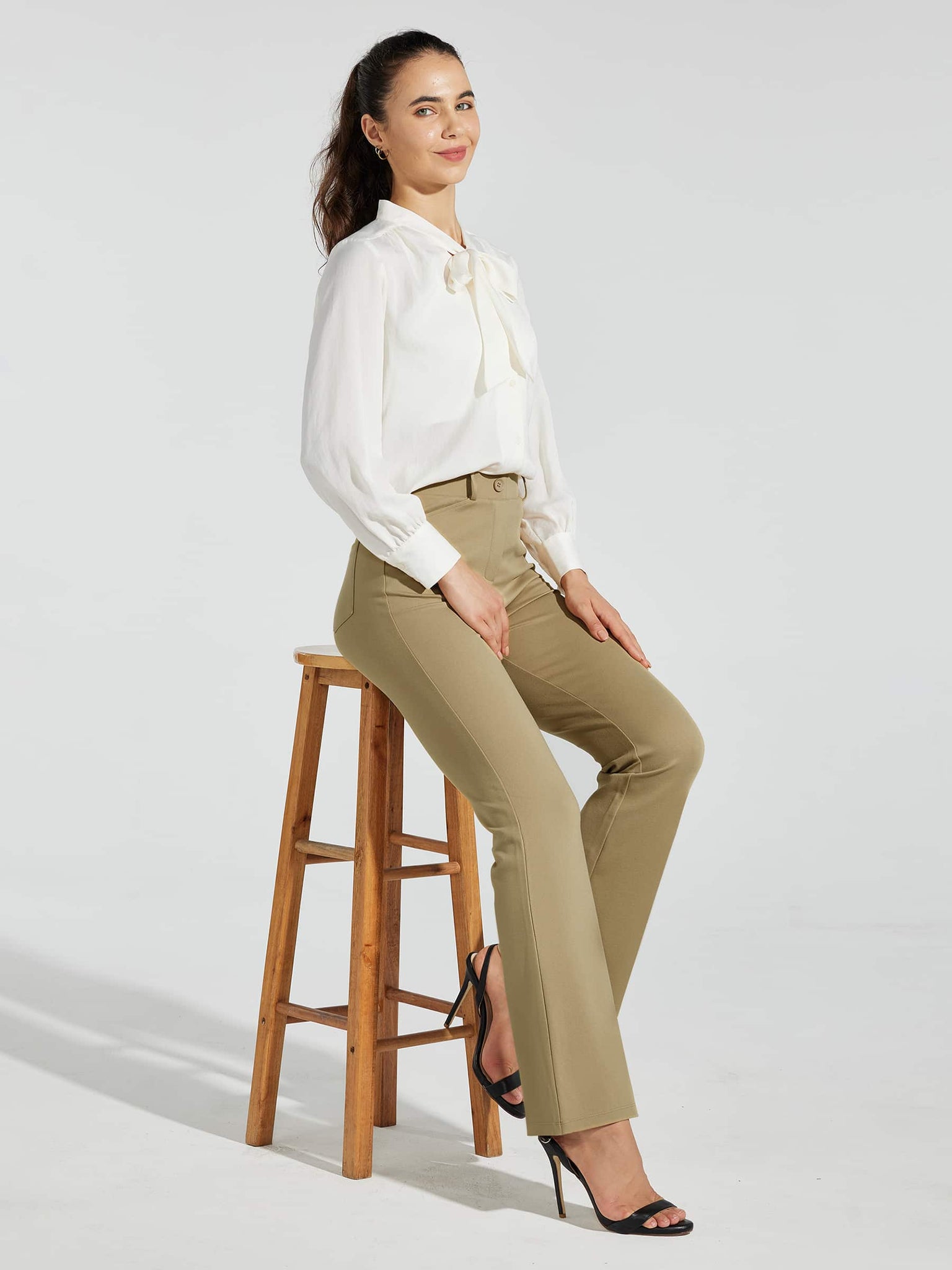 Women's Yoga Dress Pants Bootcut_Petite_Khaki6