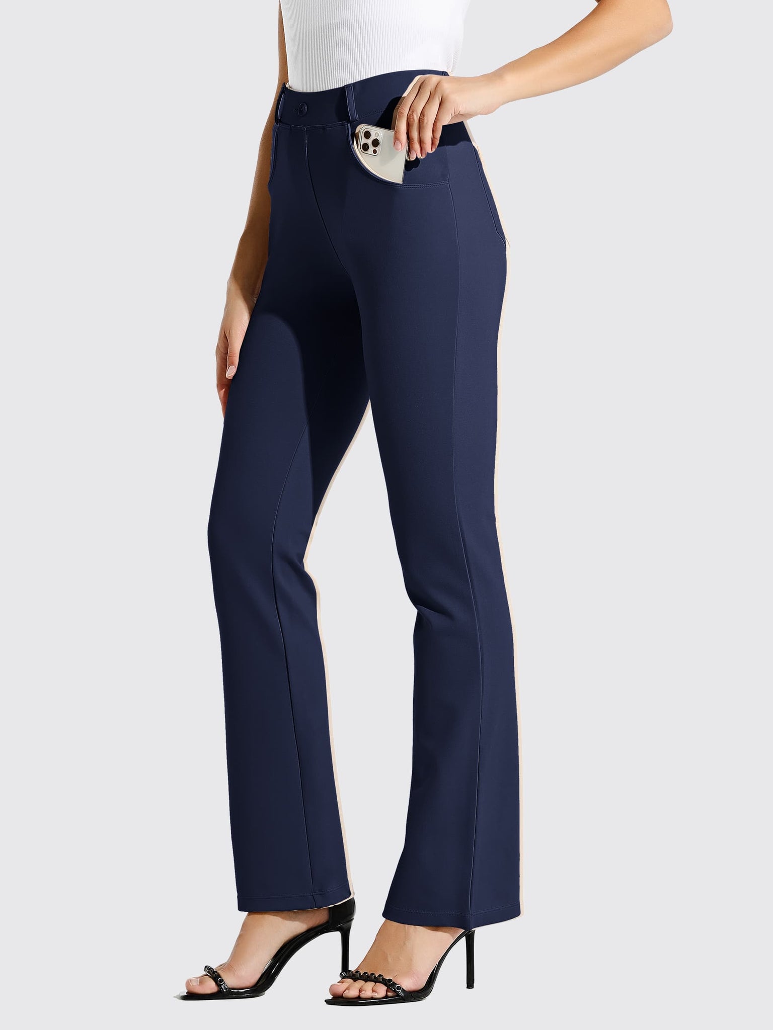 Women's Yoga Dress Pants Bootcut_Tall_Length_Navy1