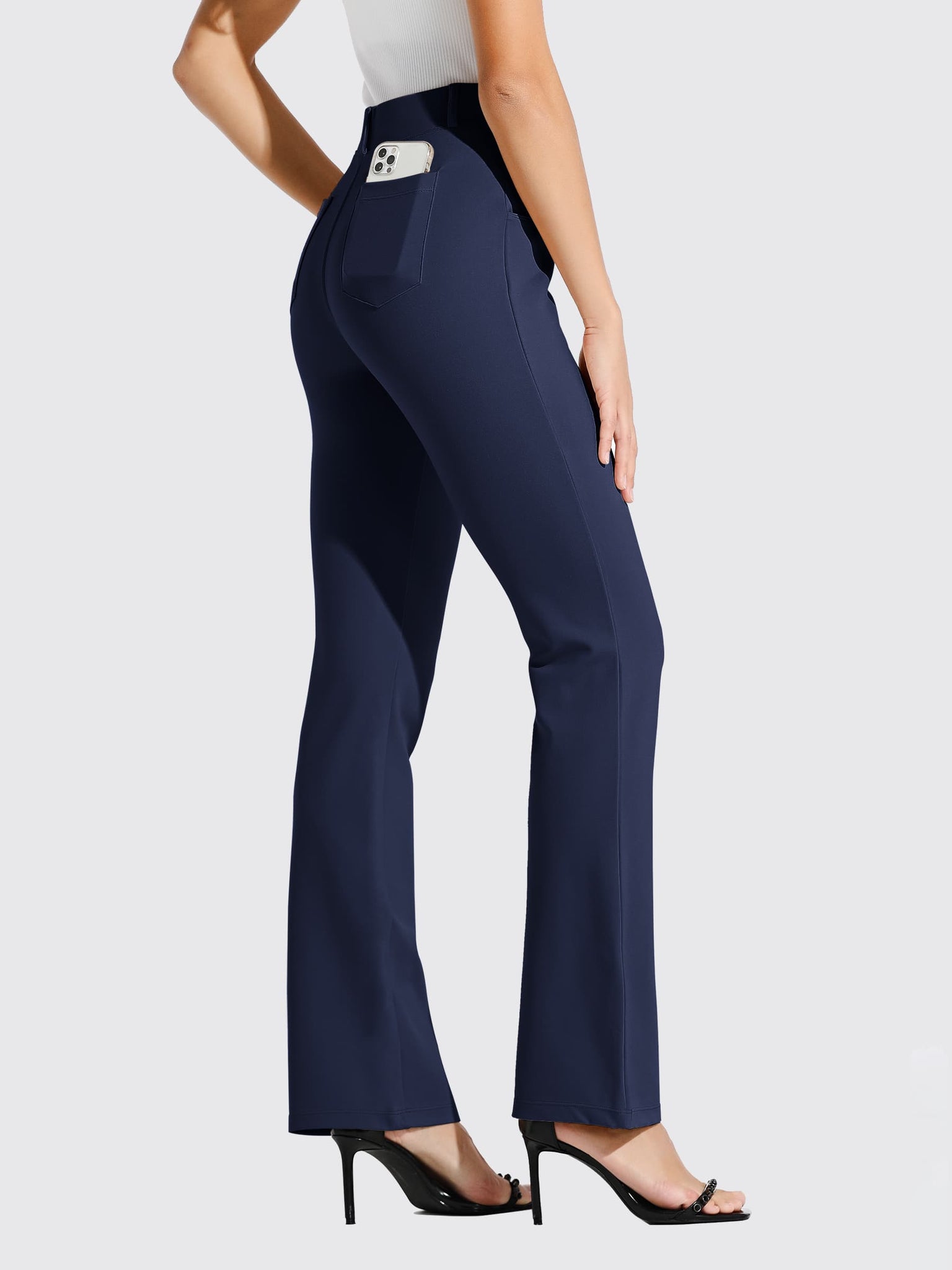 Women's Yoga Dress Pants Bootcut_Tall_Length_Navy2