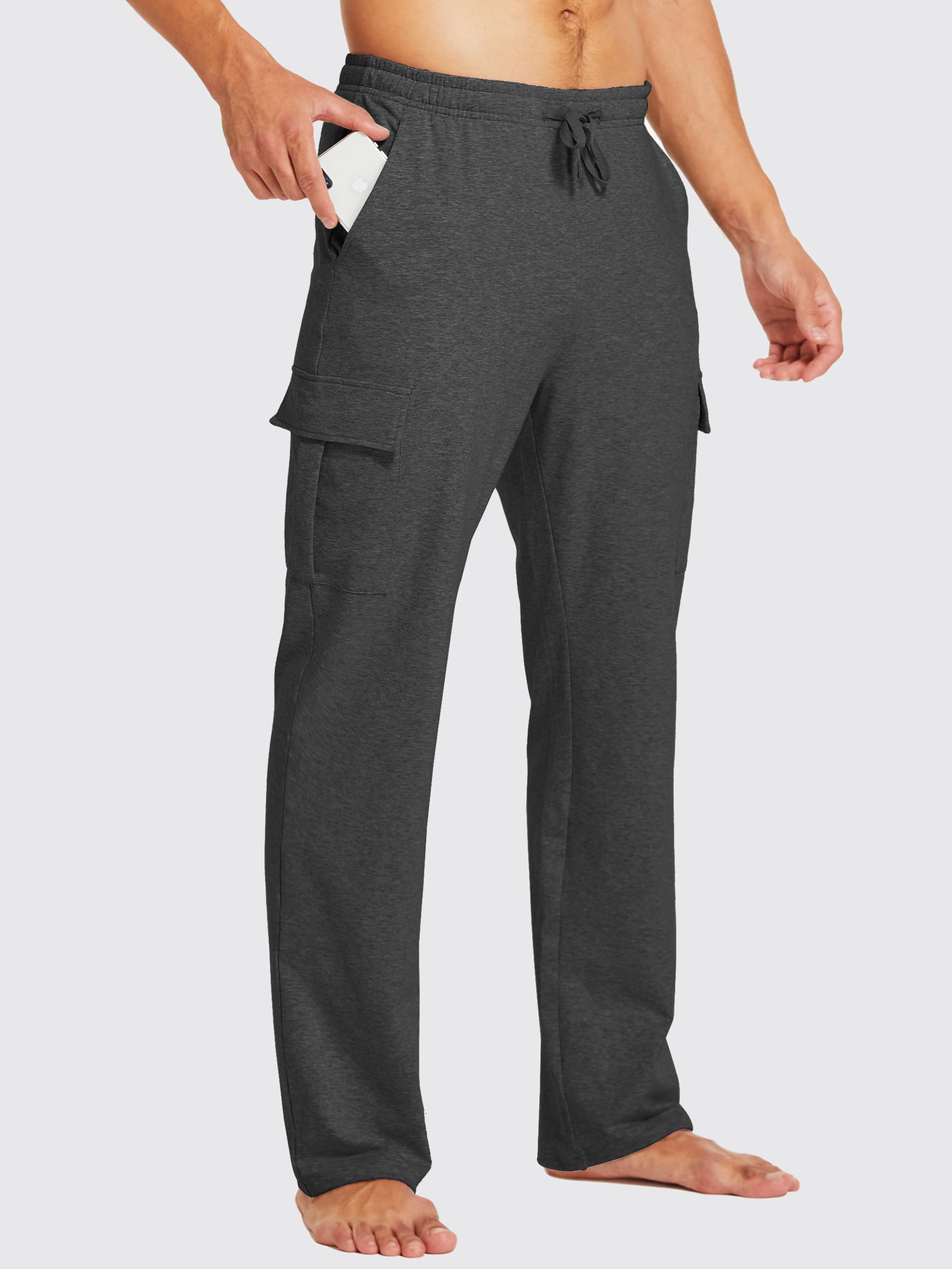Willit Men's Cotton Yoga Sweatpants_LightGray3
