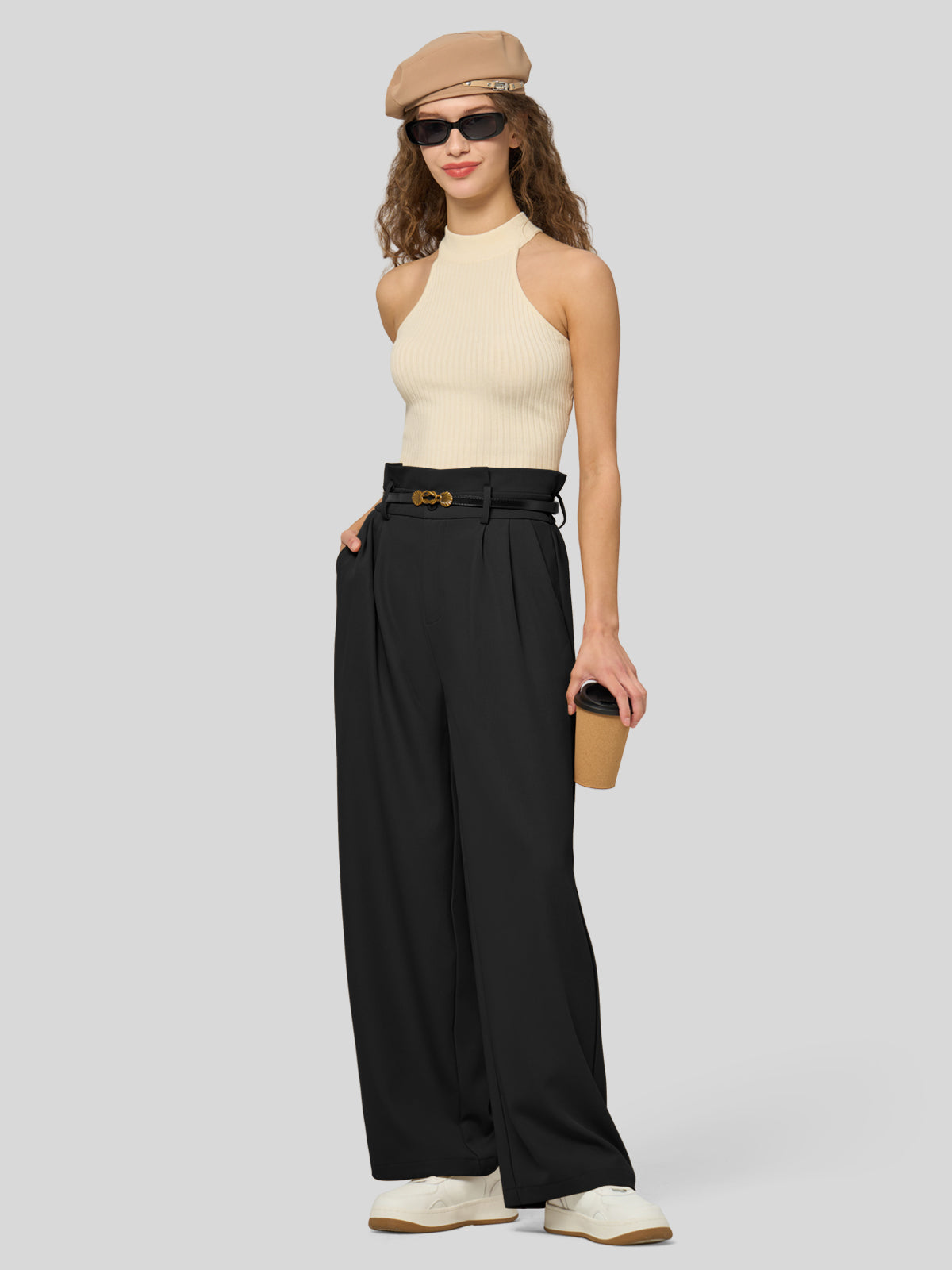 Willit Women's Wide-Leg Tie Knot Pants 32 Inch_black