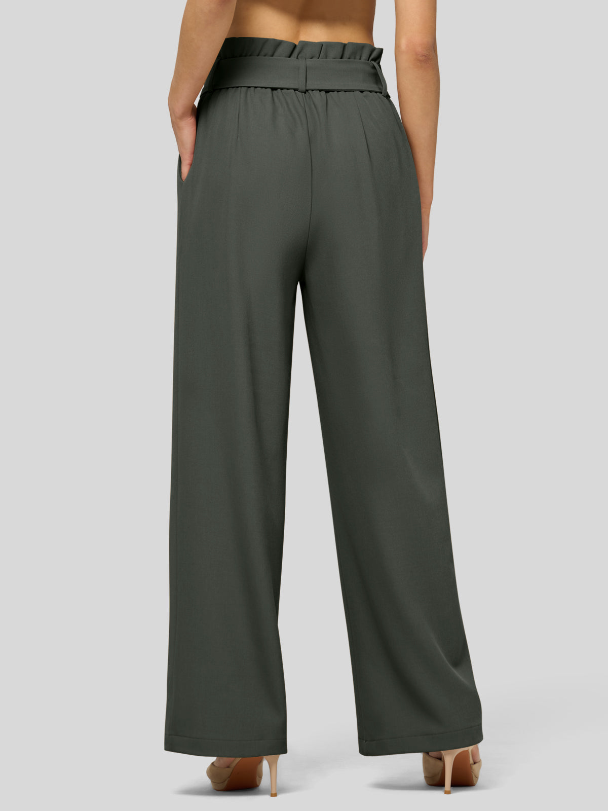 Willit Women's Wide-Leg Tie Knot Pants 32 Inch_forestgreen