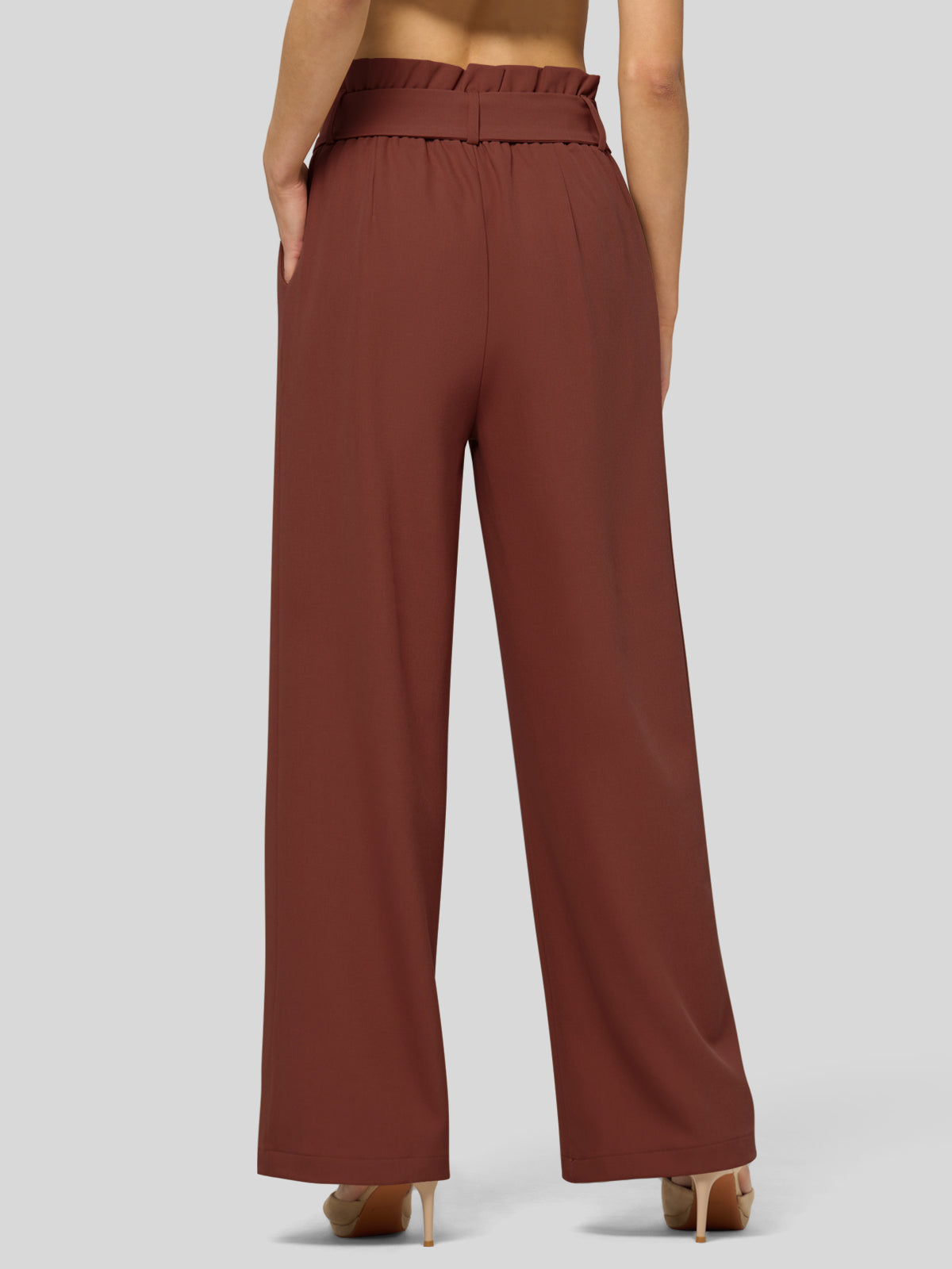 Willit Women's Wide-Leg Tie Knot Pants 30 Inch_rust
